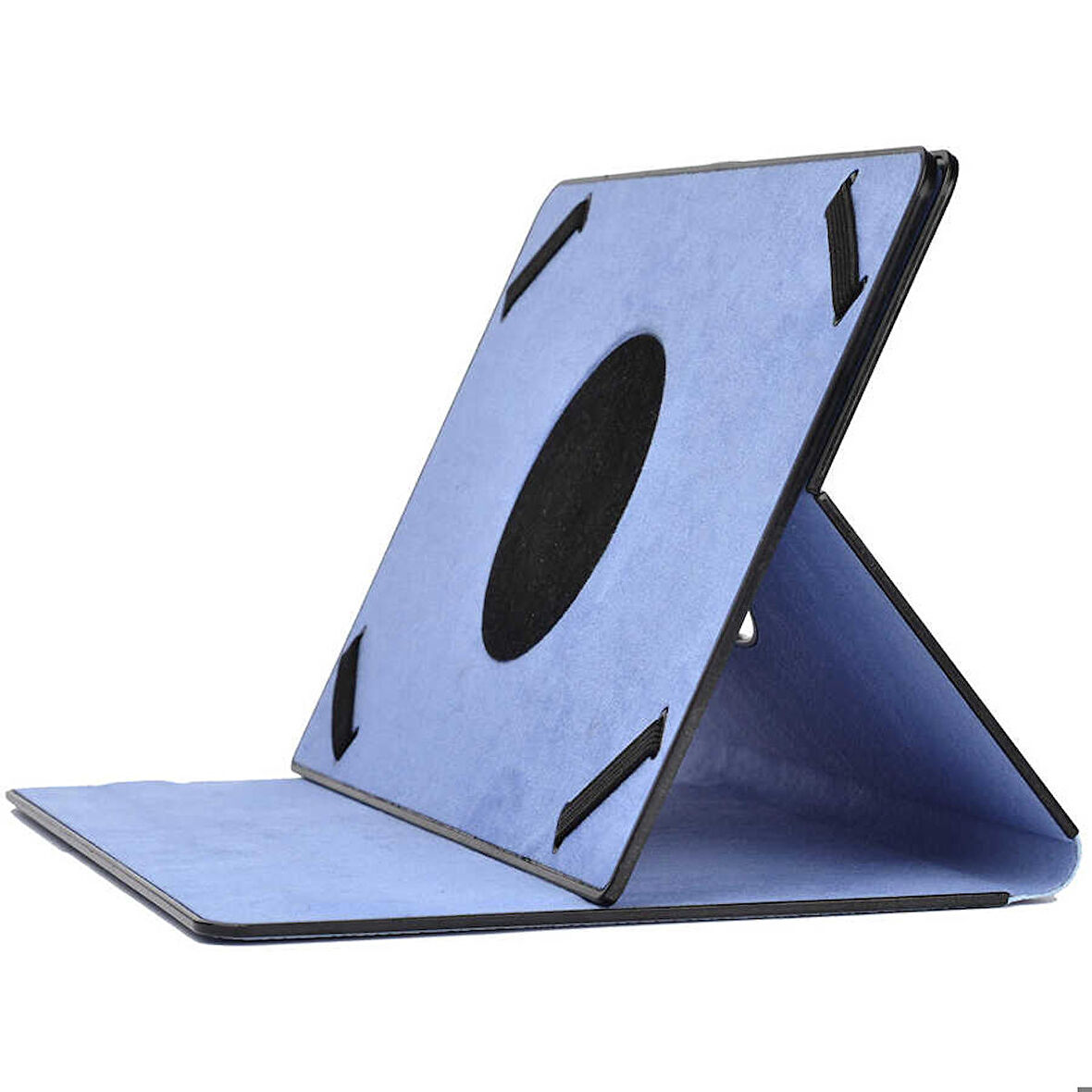 Unik Universal 8 İnç Uyumlu Tablet Kılıfı Dönebilen Standlı PU Suni Deri Kılıf Mavi Açık