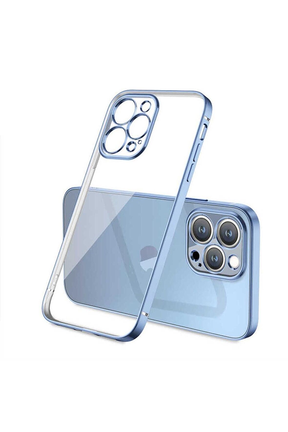 Apple iPhone 12 Pro Max Uyumlu Kılıf Gbox Kapak Mavi Açık