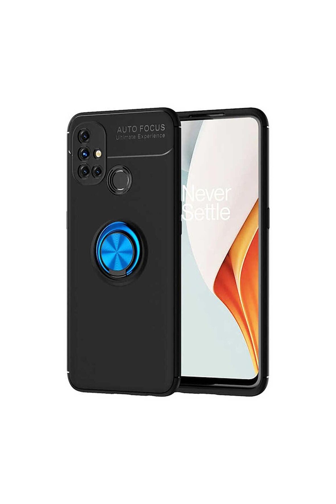 OnePlus Nord N10 5G Uyumlu Kılıf Ravel Silikon Kapak Siyah-Mavi