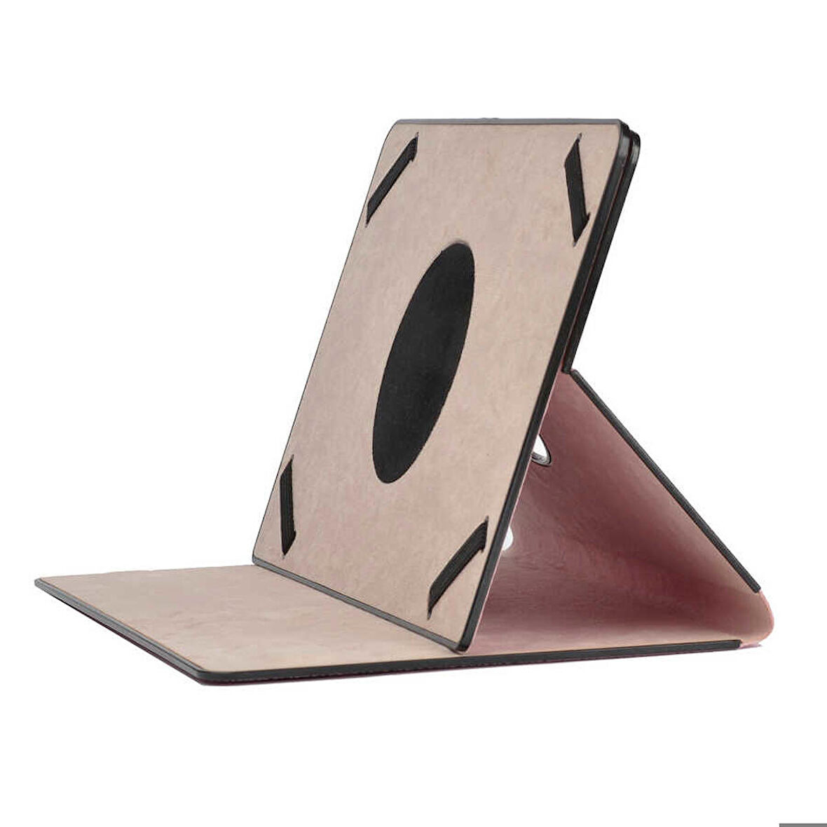 Unik Universal 7 İnç Uyumlu Tablet Kılıfı Dönebilen Standlı PU Suni Deri Kılıf Rose Gold