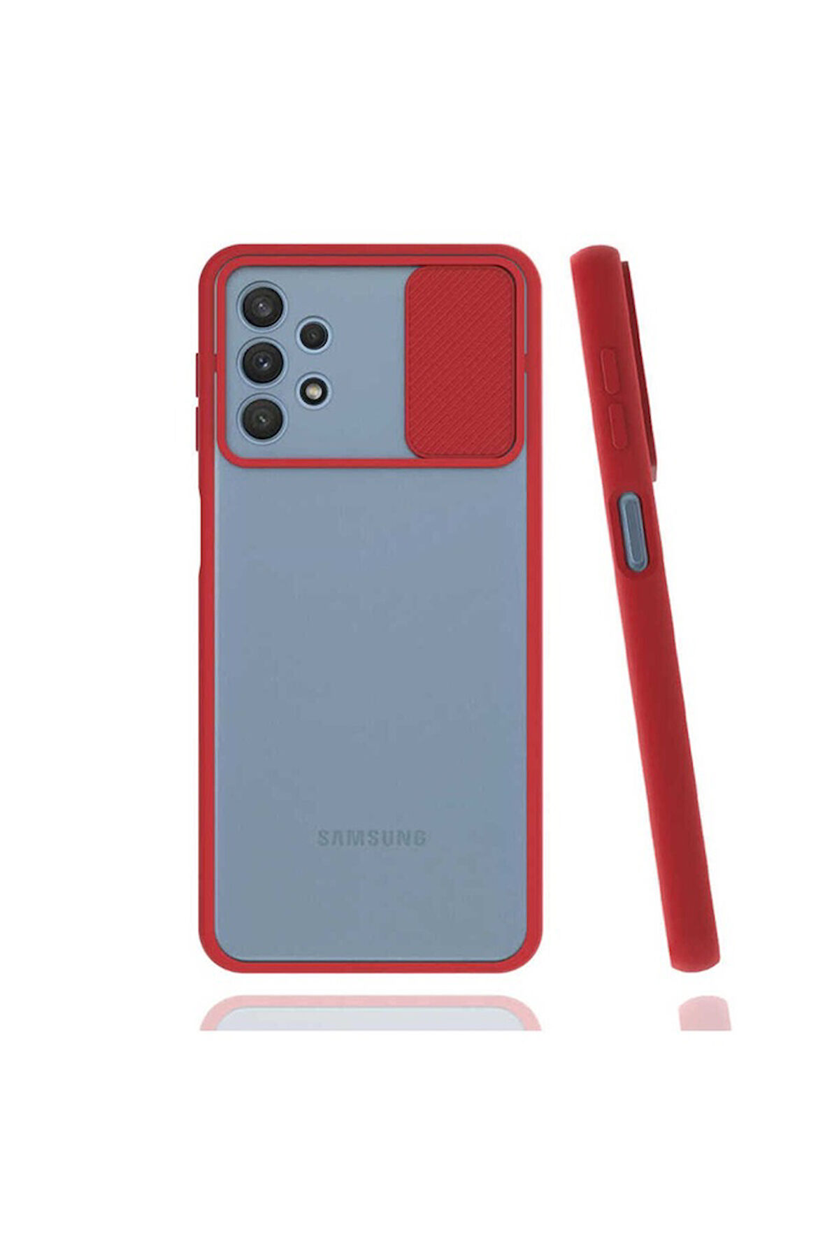 Samsung Galaxy A32 4G Uyumlu Kılıf Lensi Kapak Kırmızı