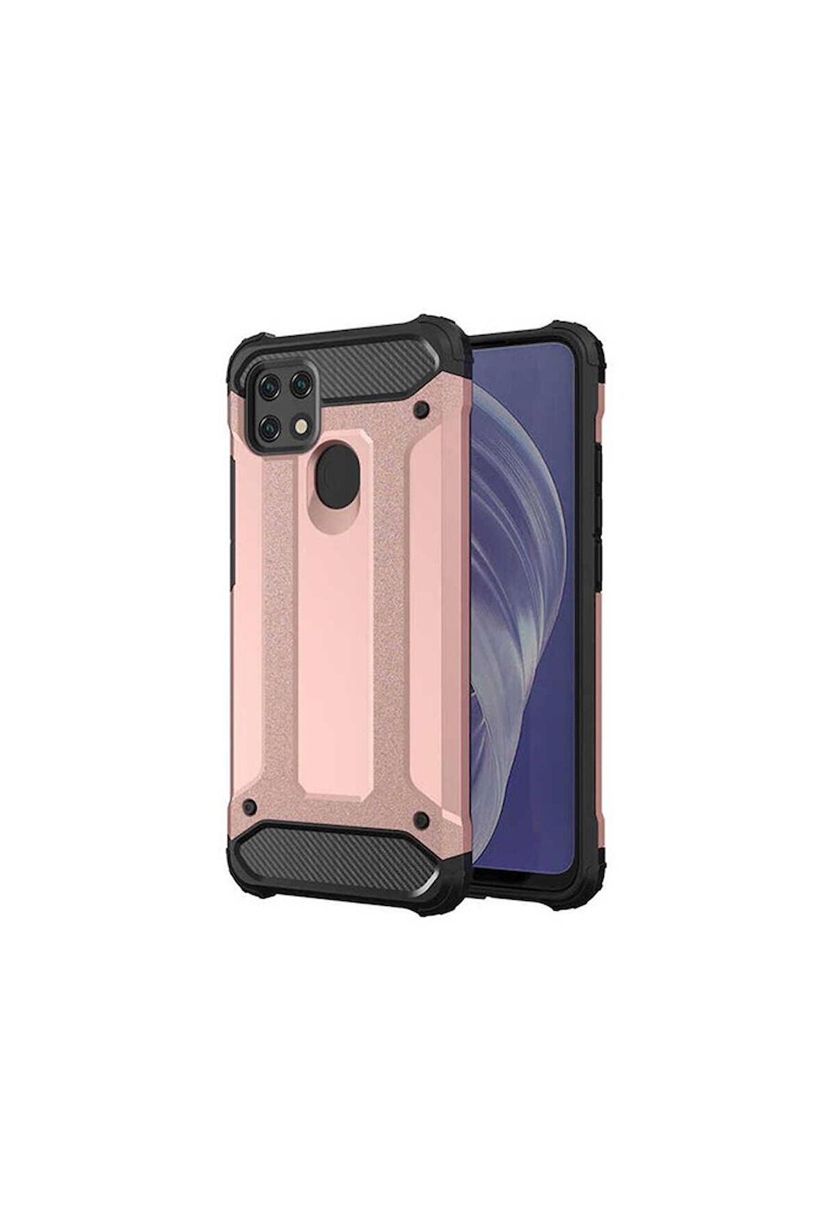 Oppo A15 Uyumlu Kılıf Crash Silikon Kapak Rose Gold