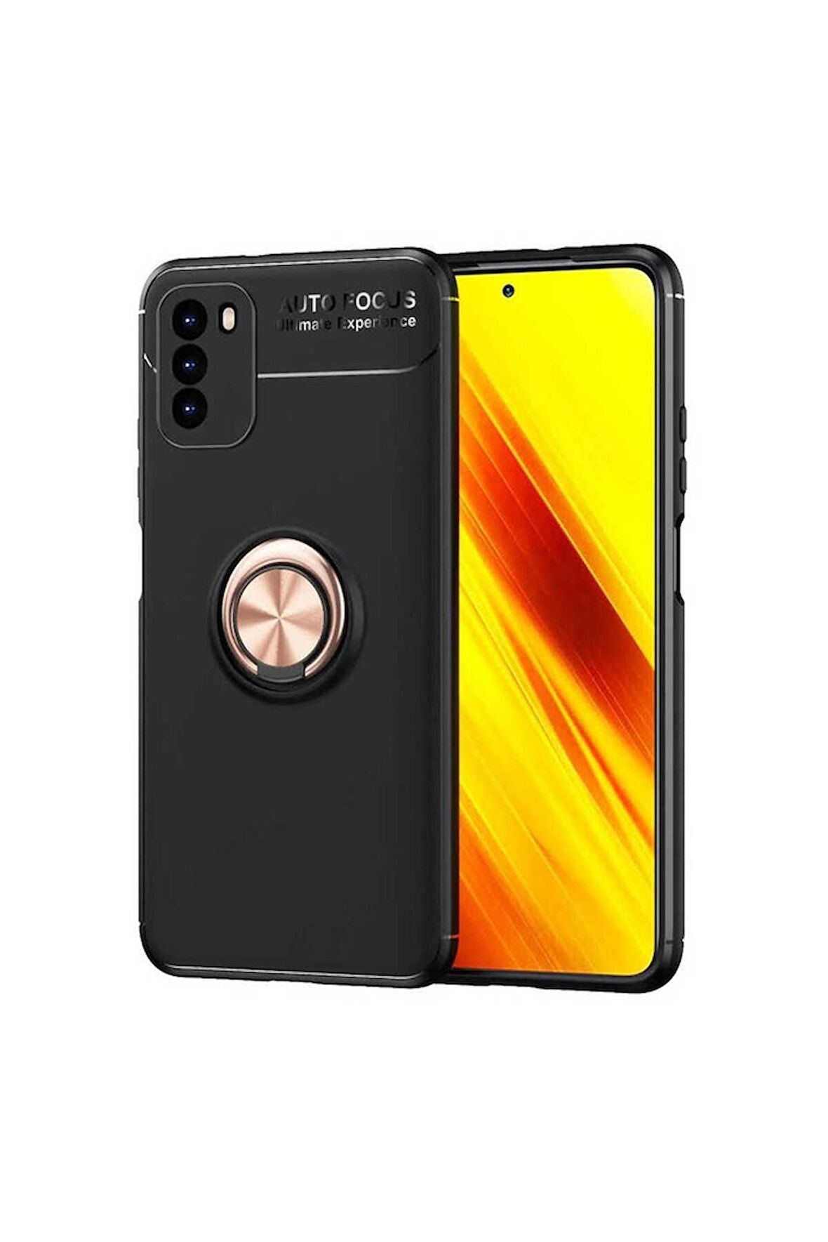 Xiaomi Poco M3 Uyumlu Kılıf Ravel Silikon Kapak Siyah-Rose Gold