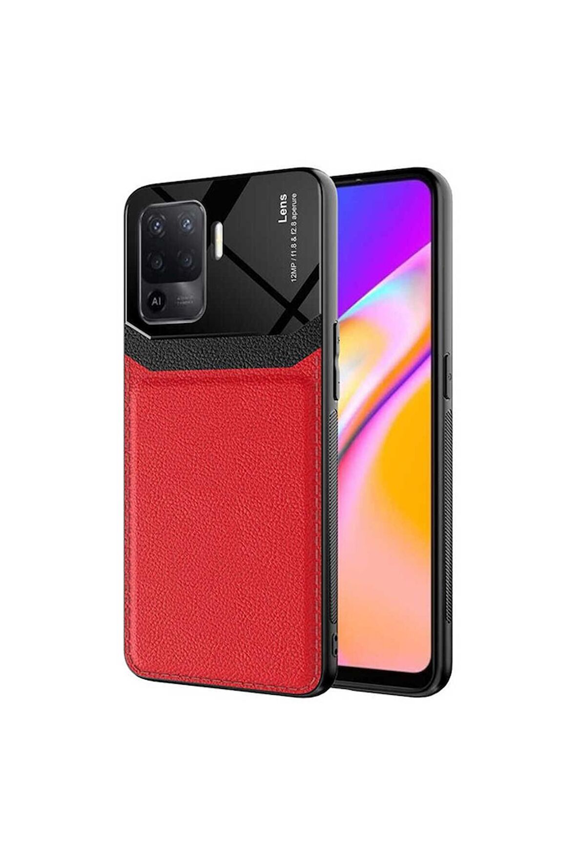 Oppo Reno 5 Lite Uyumlu Kılıf Emiks Kapak Kırmızı