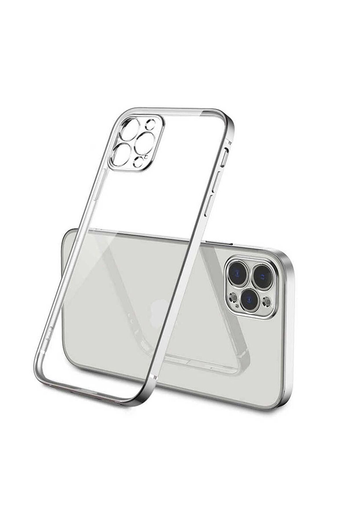 Apple iPhone 12 Pro Uyumlu Kılıf Gbox Kapak Gümüş