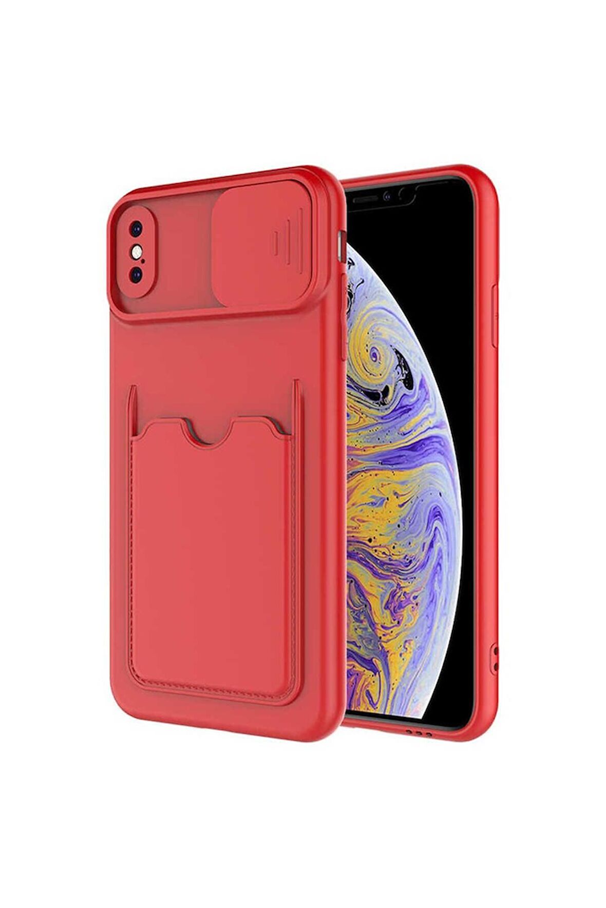 Apple iPhone XS Max Uyumlu Kılıf Kartix Kapak Kırmızı