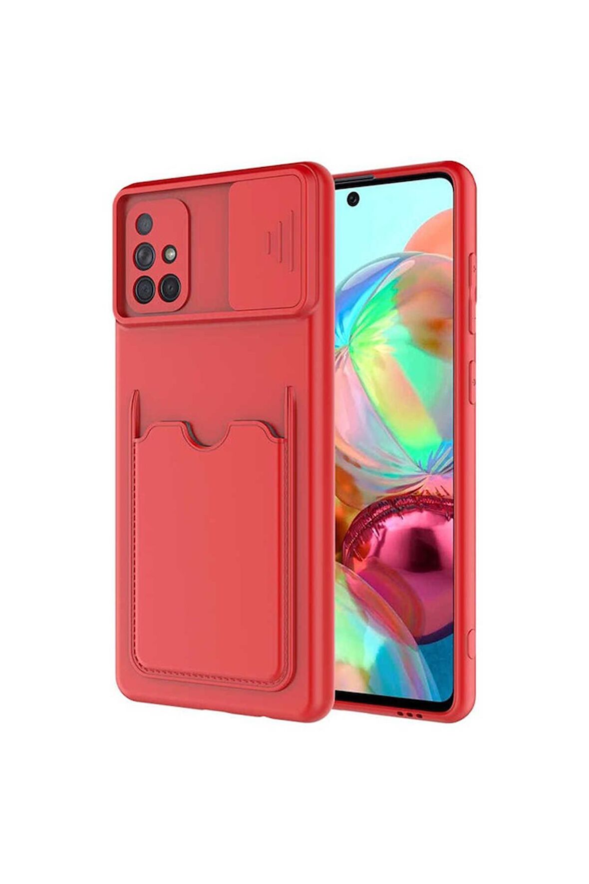 Samsung Galaxy A51 Uyumlu Kılıf Kartix Kapak Kırmızı