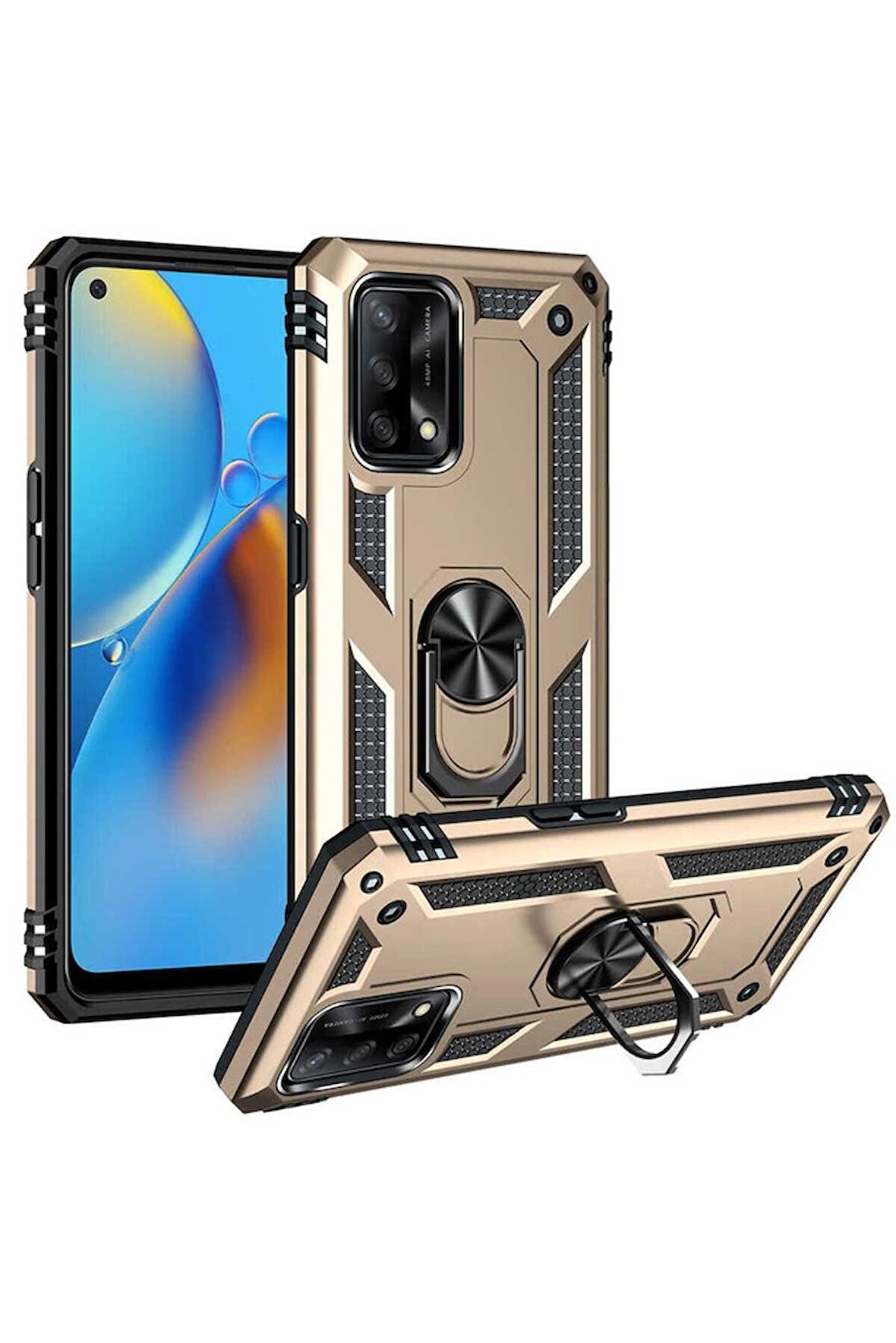 Oppo A74 4G Uyumlu Kılıf Vega Kapak Gold