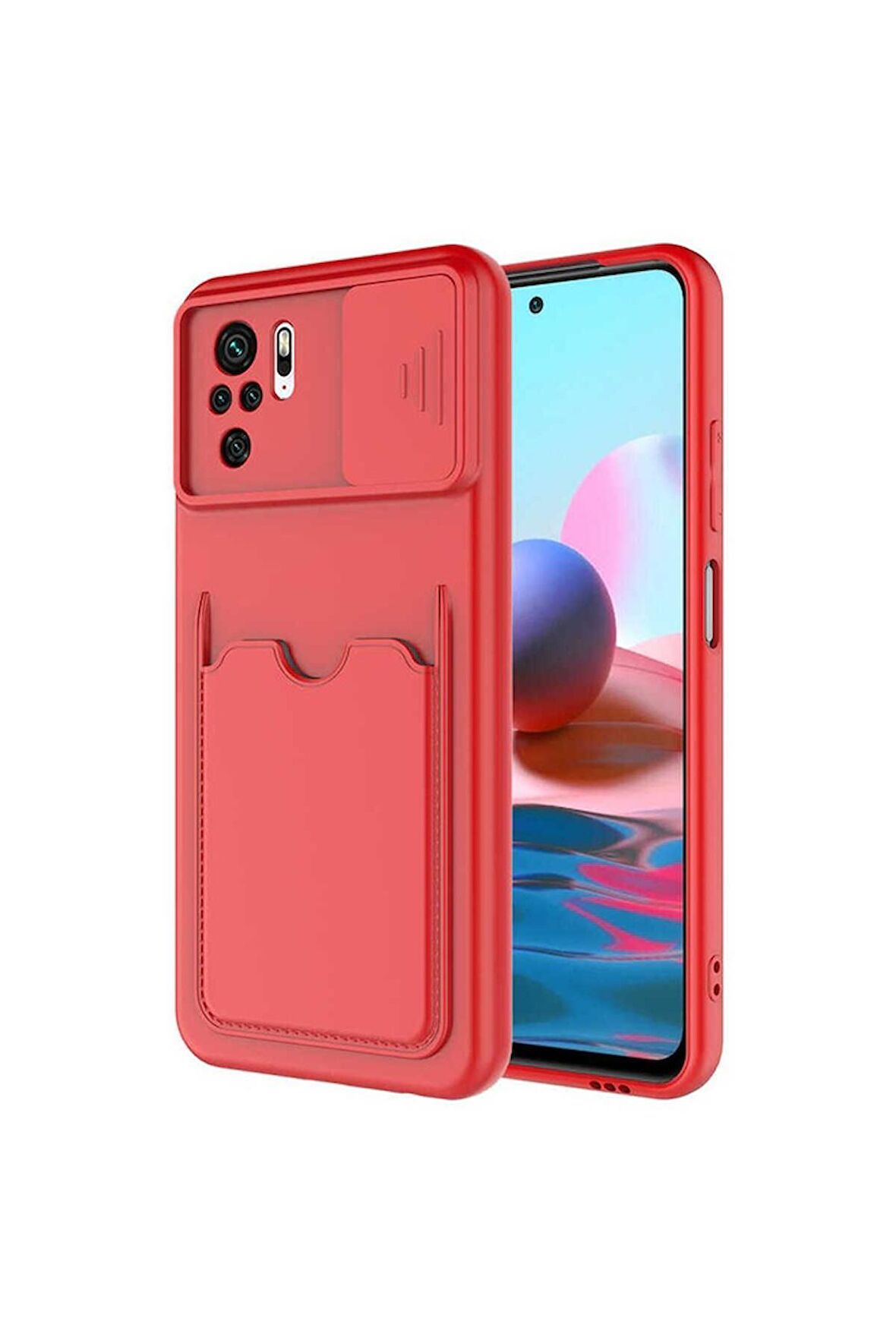 Xiaomi Redmi Note 10S Uyumlu Kılıf Kartix Kapak Kırmızı