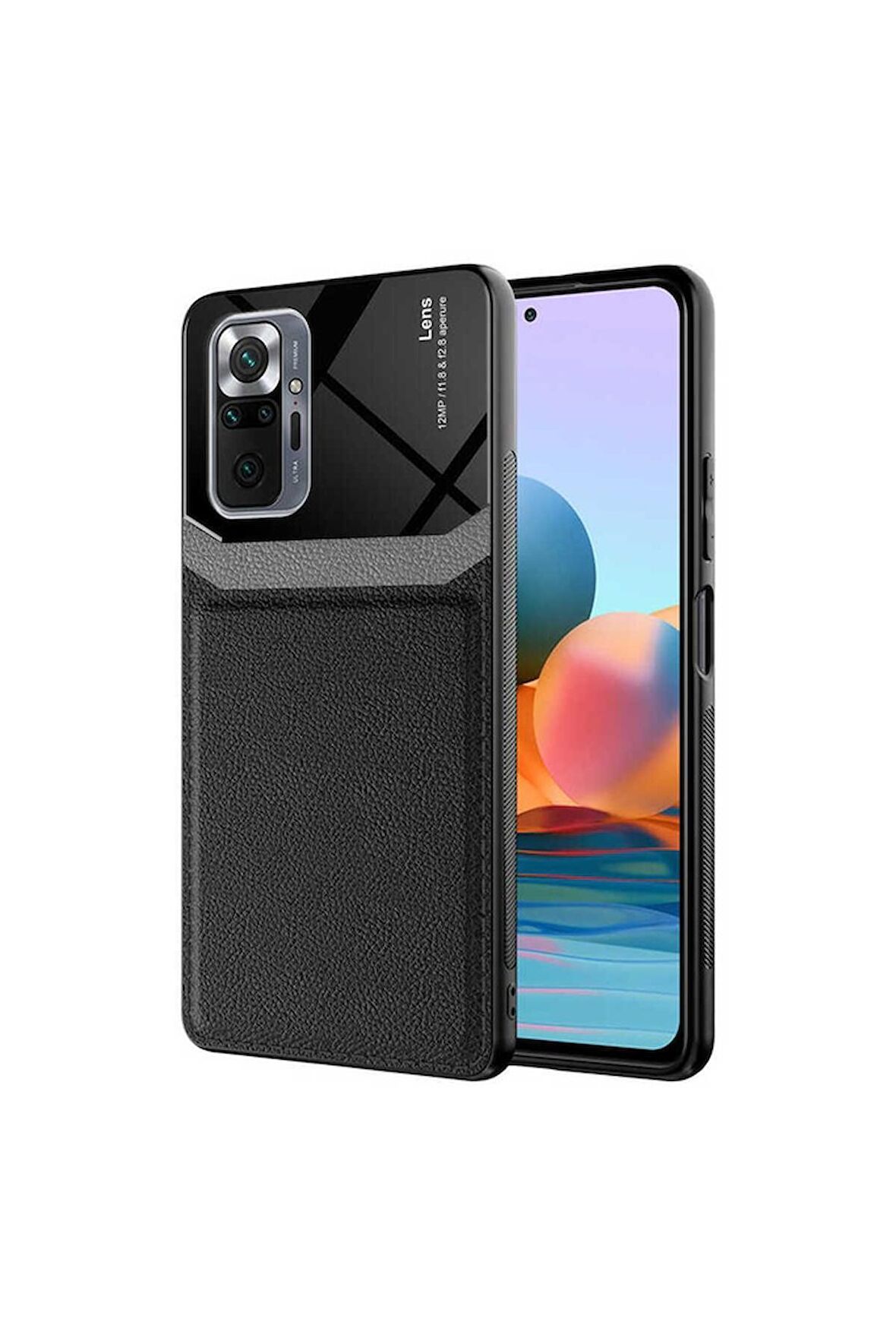 Xiaomi Redmi Note 10 Pro Uyumlu Kılıf Emiks Kapak Siyah