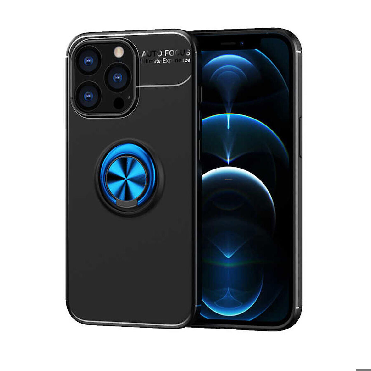 Apple iPhone 13 Pro Max Uyumlu Kılıf Ravel Silikon Kapak Siyah-Mavi