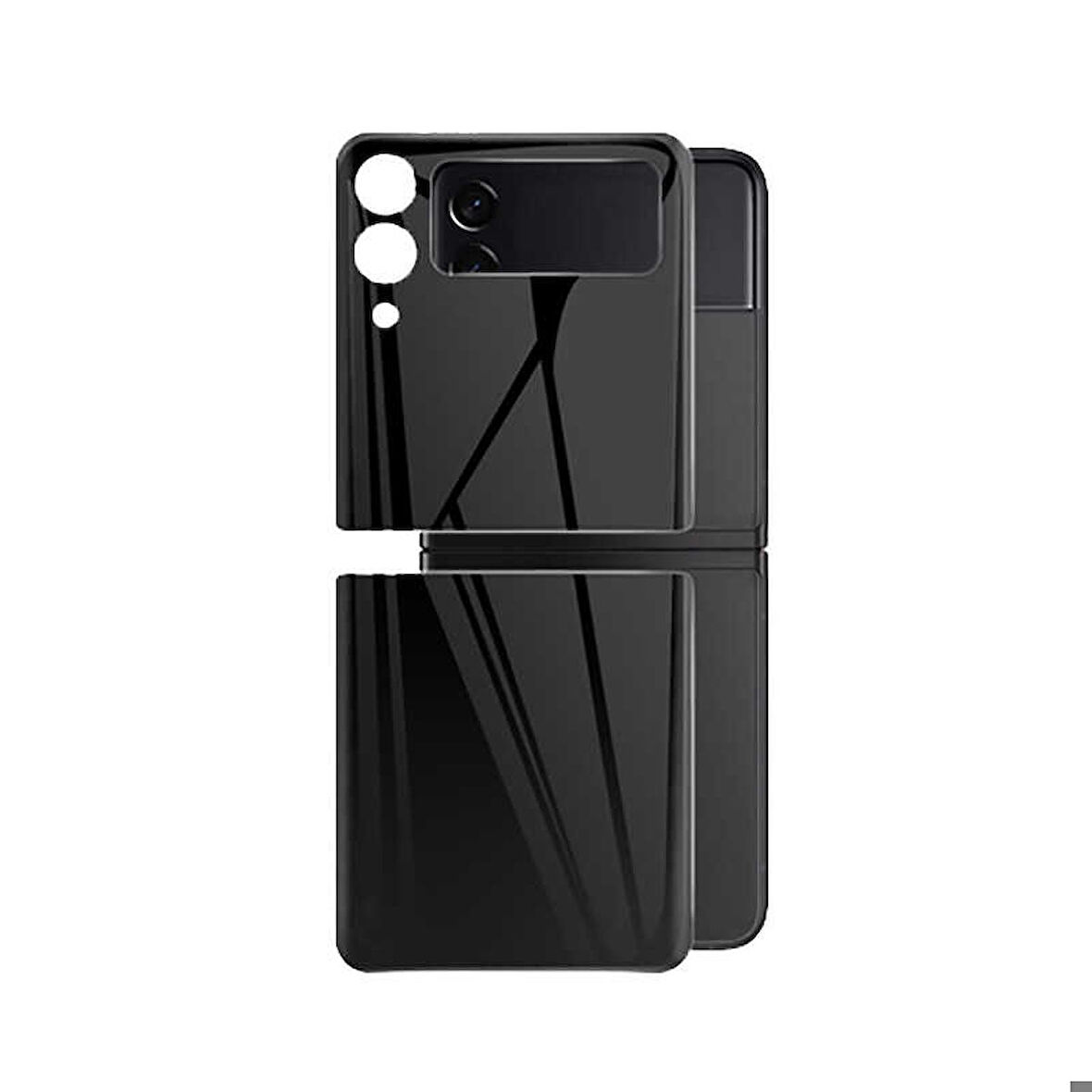 Samsung Galaxy Z Flip 3 Uyumlu 3D Standart 2 in 1 Arka Koruyucu Siyah