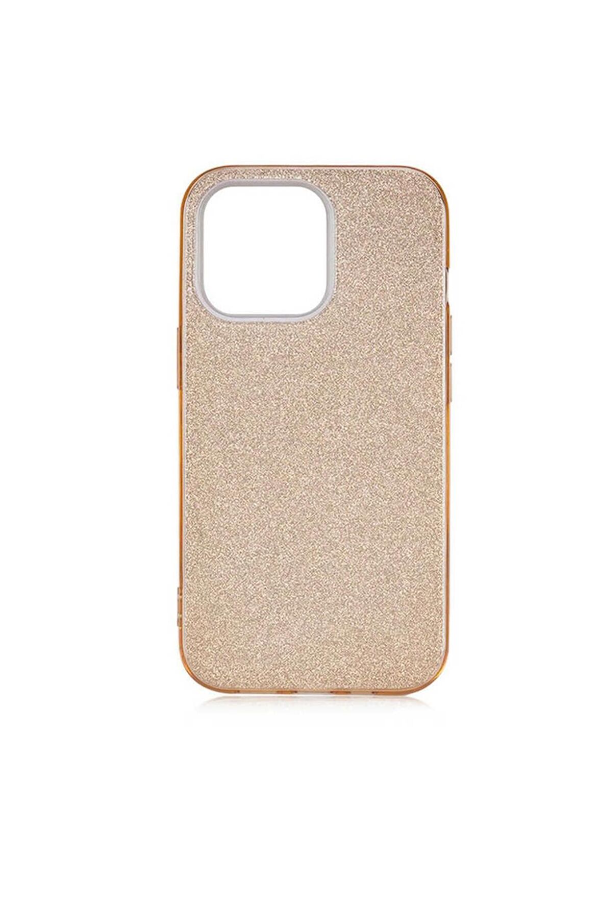 Apple iPhone 13 Pro Uyumlu Kılıf Shining Silikon Gold