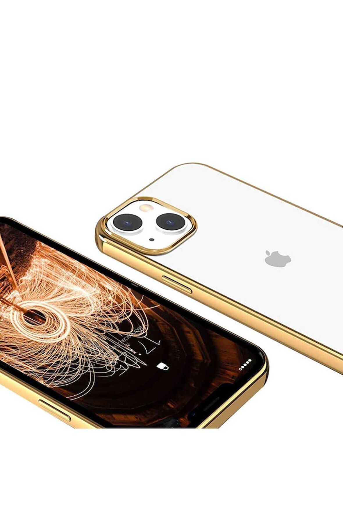Apple iPhone 13 Uyumlu Kılıf Pixel Kapak Gold
