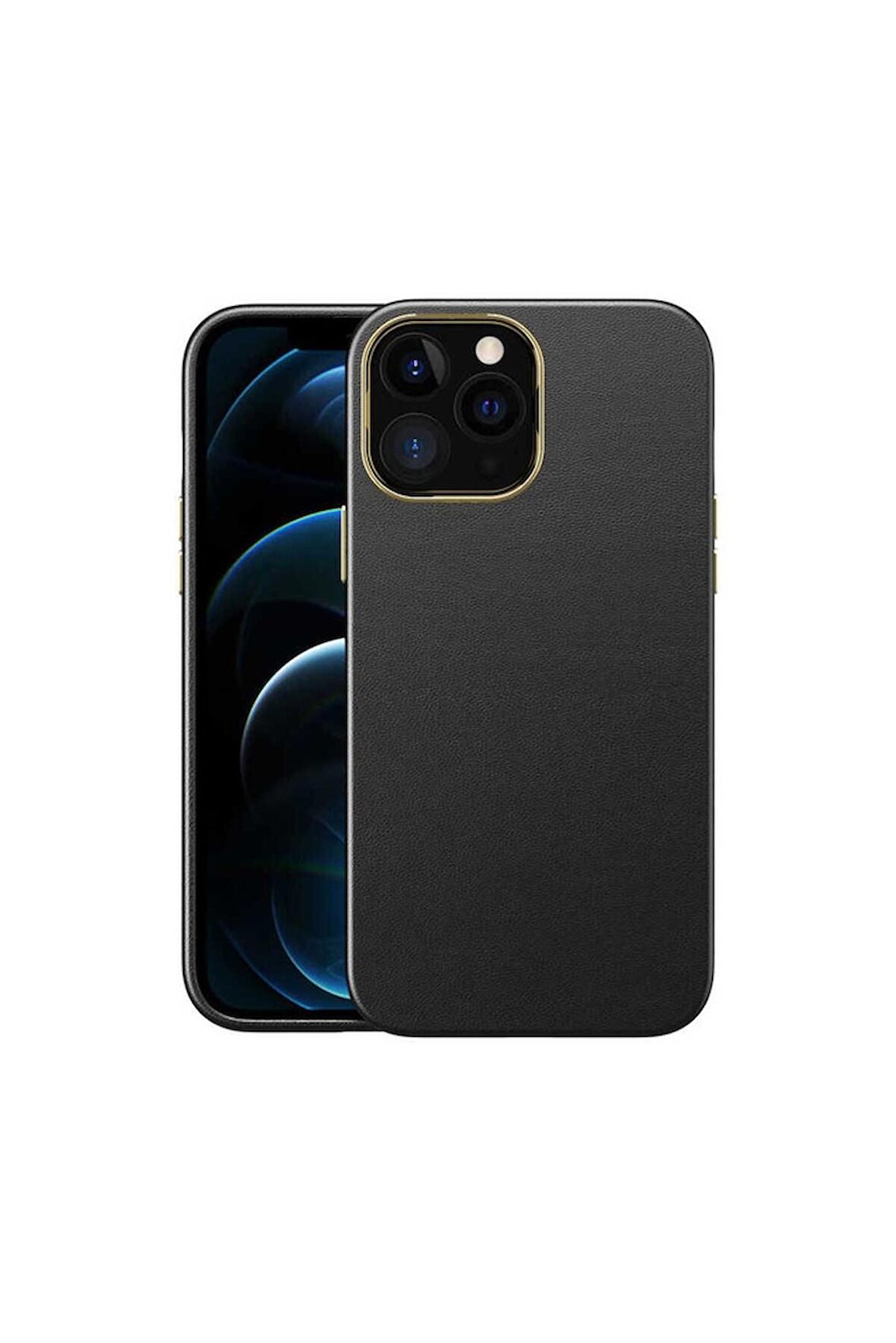 Apple iPhone 12 Pro Uyumlu Kılıf Natura Kapak Siyah