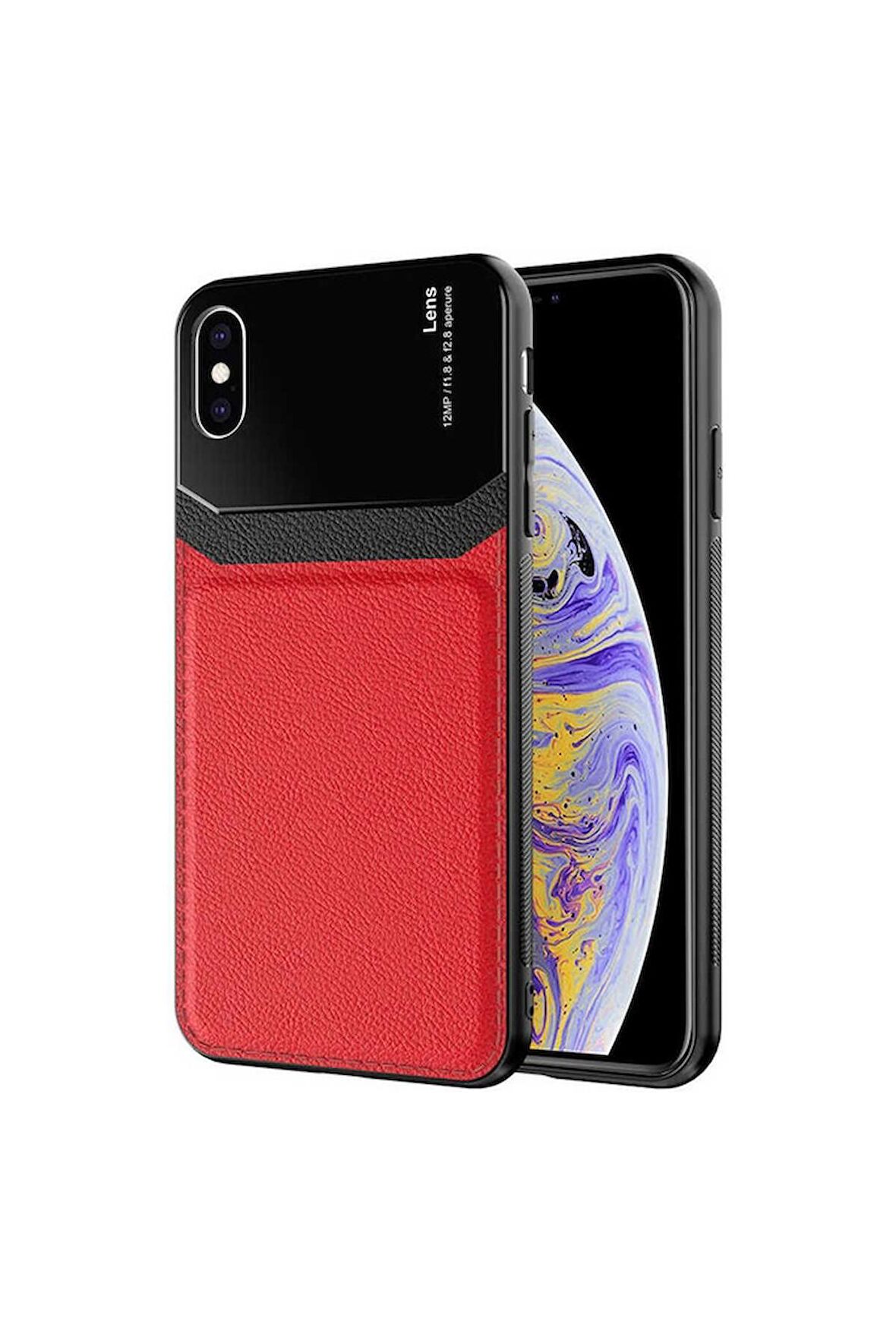 Apple iPhone XS Uyumlu Kılıf Emiks Kapak Kırmızı