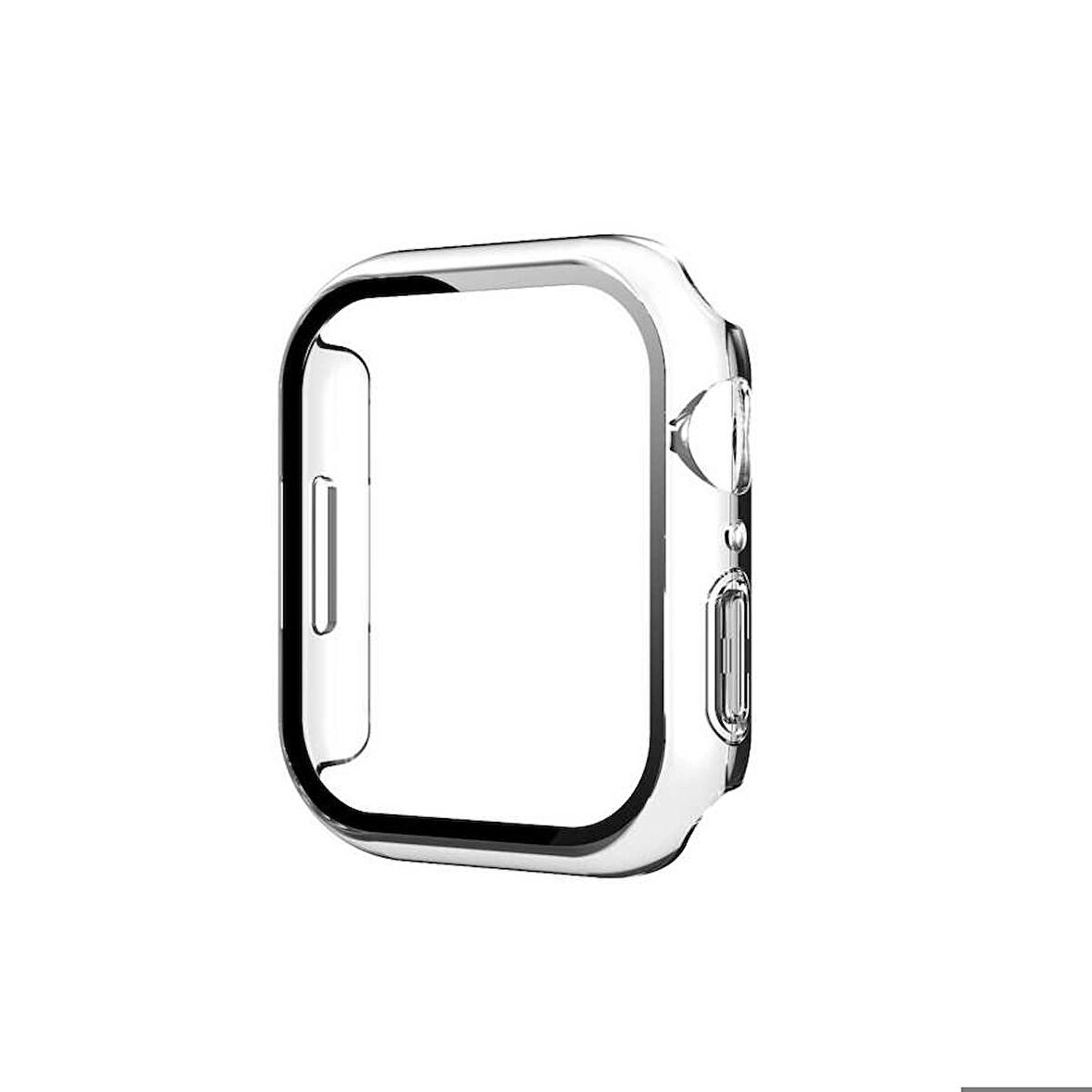 Apple Watch 45 Mm Uyumlu Kasa Ve Ekran Koruyucu Sert Silikon Renkli 360 Tam Koruma Gard 01 Renksiz