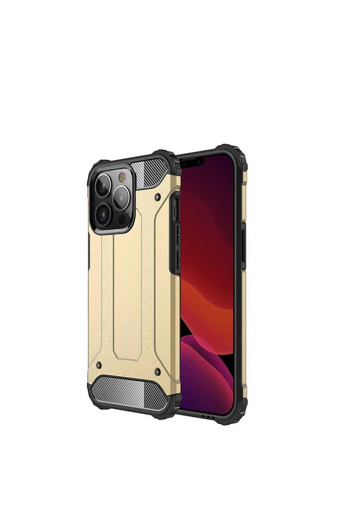 Apple iPhone 13 Pro Max Uyumlu Kılıf Crash Silikon Kapak Gold