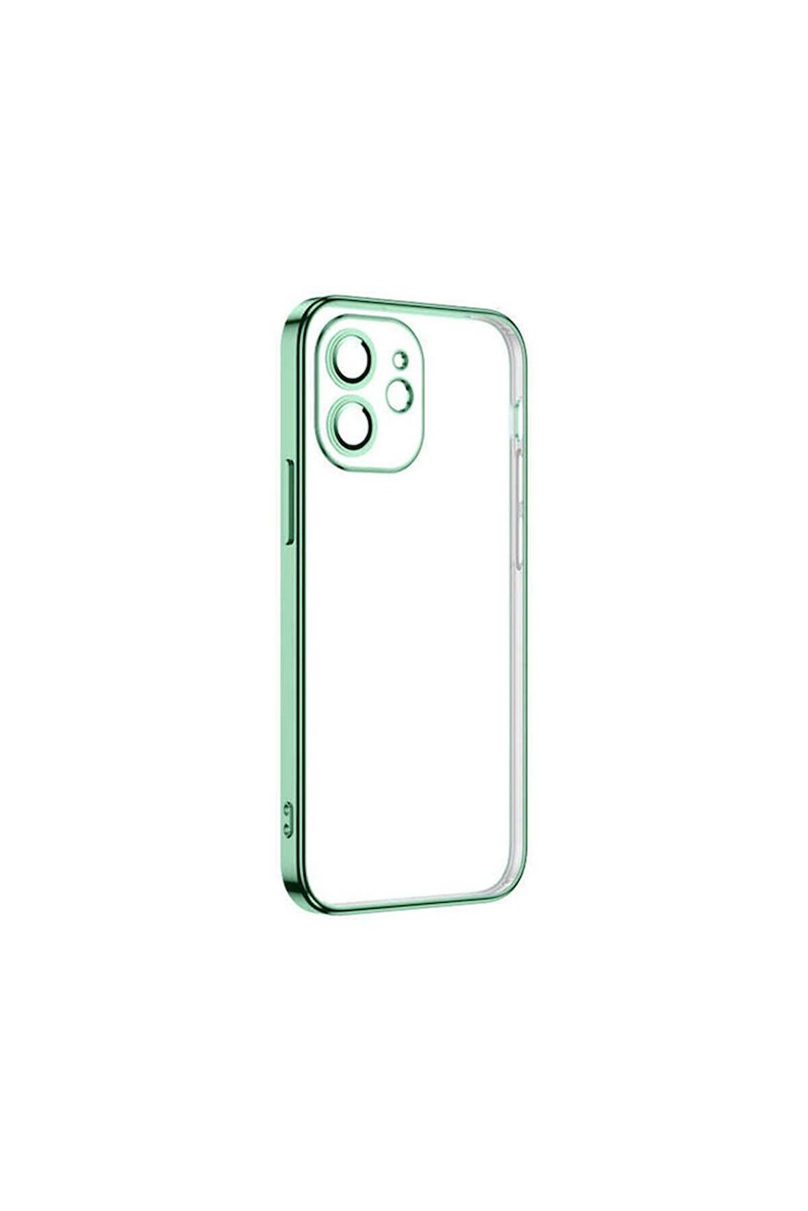 Apple iPhone 12 Uyumlu Kılıf Krep Kapak Açık Yeşil