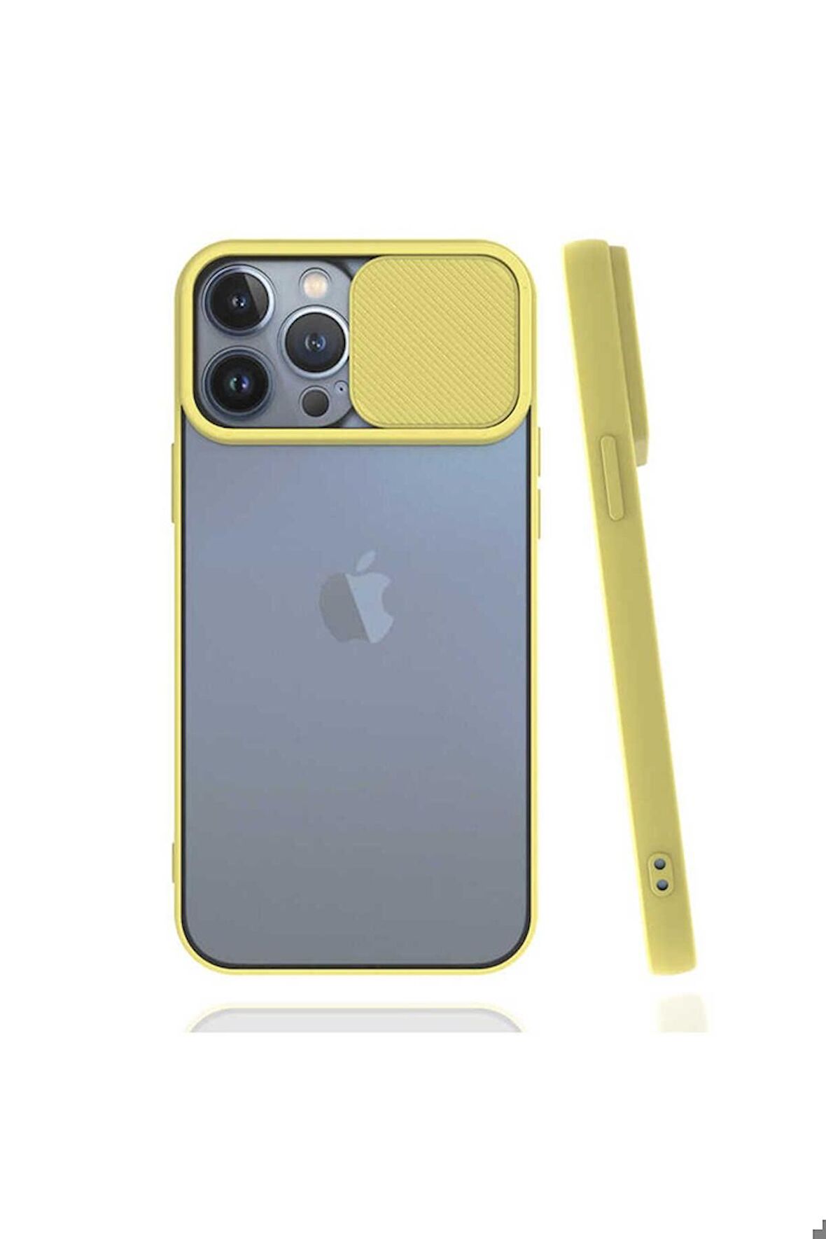 Apple iPhone 13 Pro Max Uyumlu Kılıf Lensi Kapak Sarı