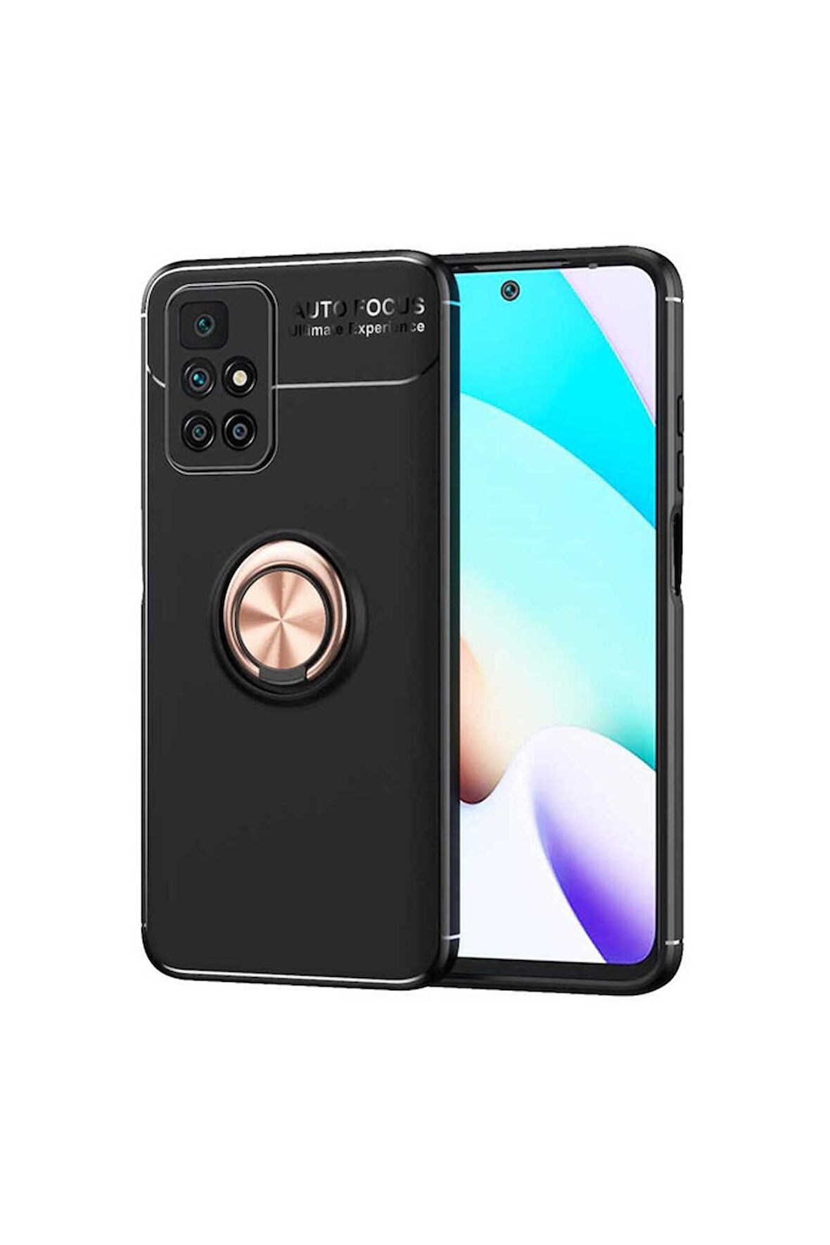 Xiaomi Redmi 10 Uyumlu Kılıf Ravel Silikon Kapak Siyah-Rose Gold