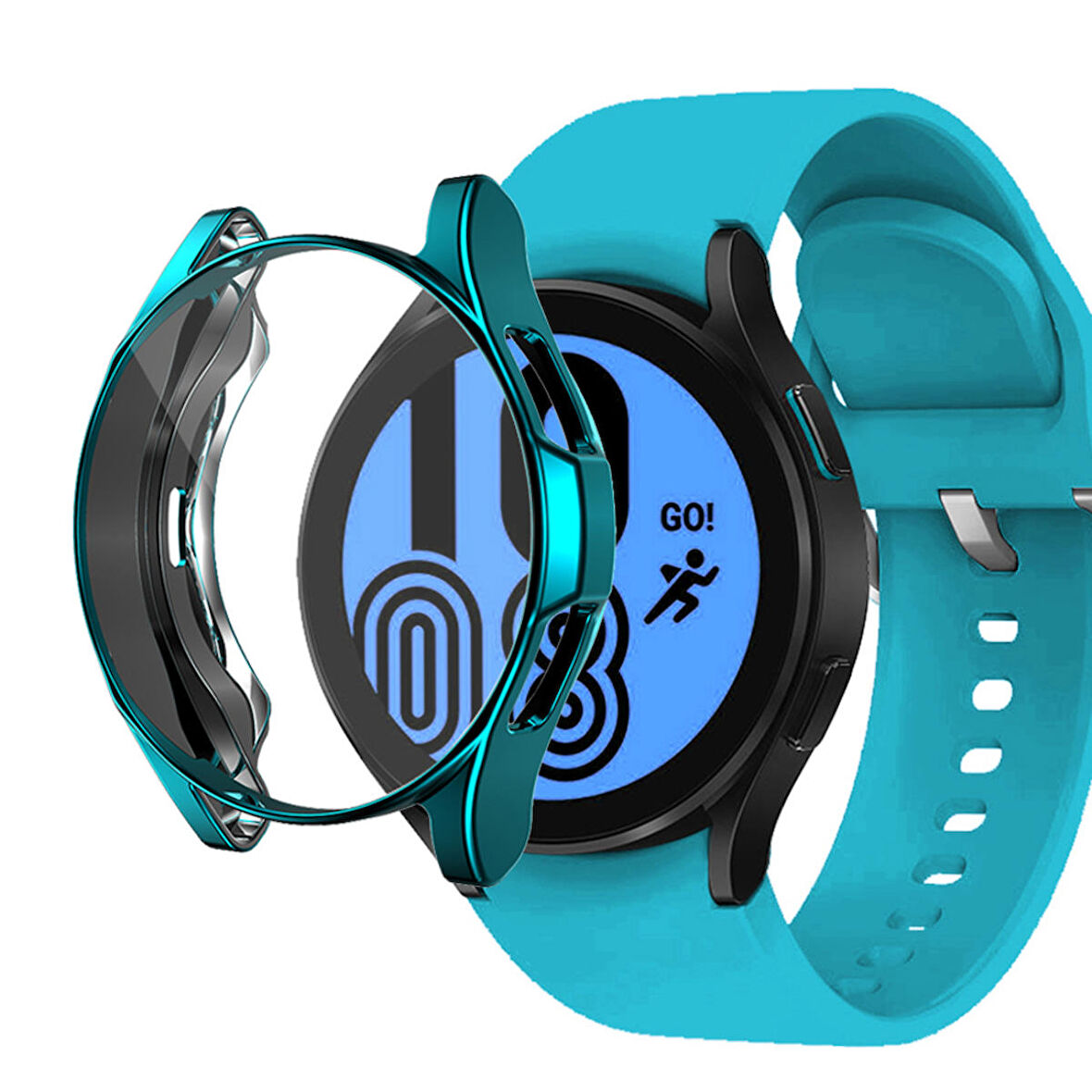 Samsung Galaxy Watch 4 Classic 42 Mm Uyumlu Kasa Koruyucu Silikon Darbe Emici Ekran Koruyucu Gard 02 Koyu Yeşil