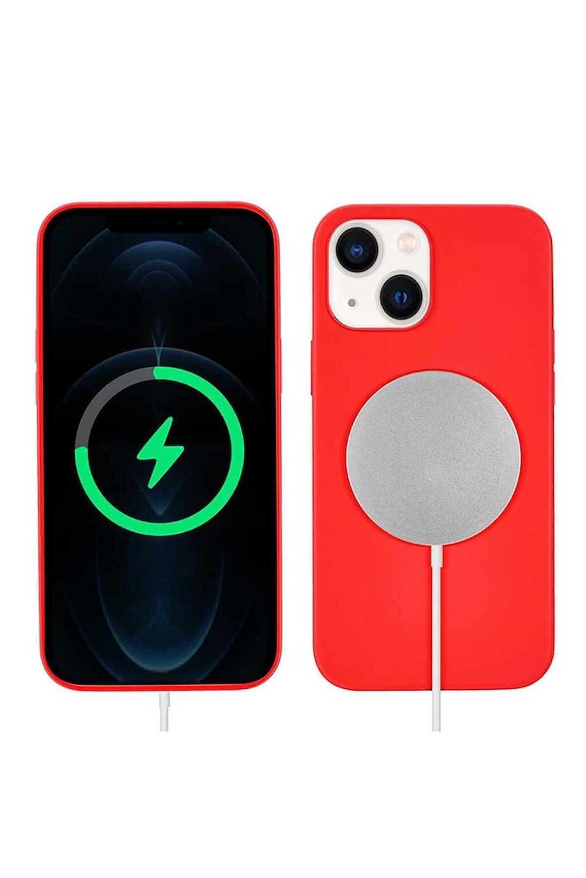 Apple iPhone 13 Uyumlu Kılıf Silksafe Wireless Kapak Kırmızı