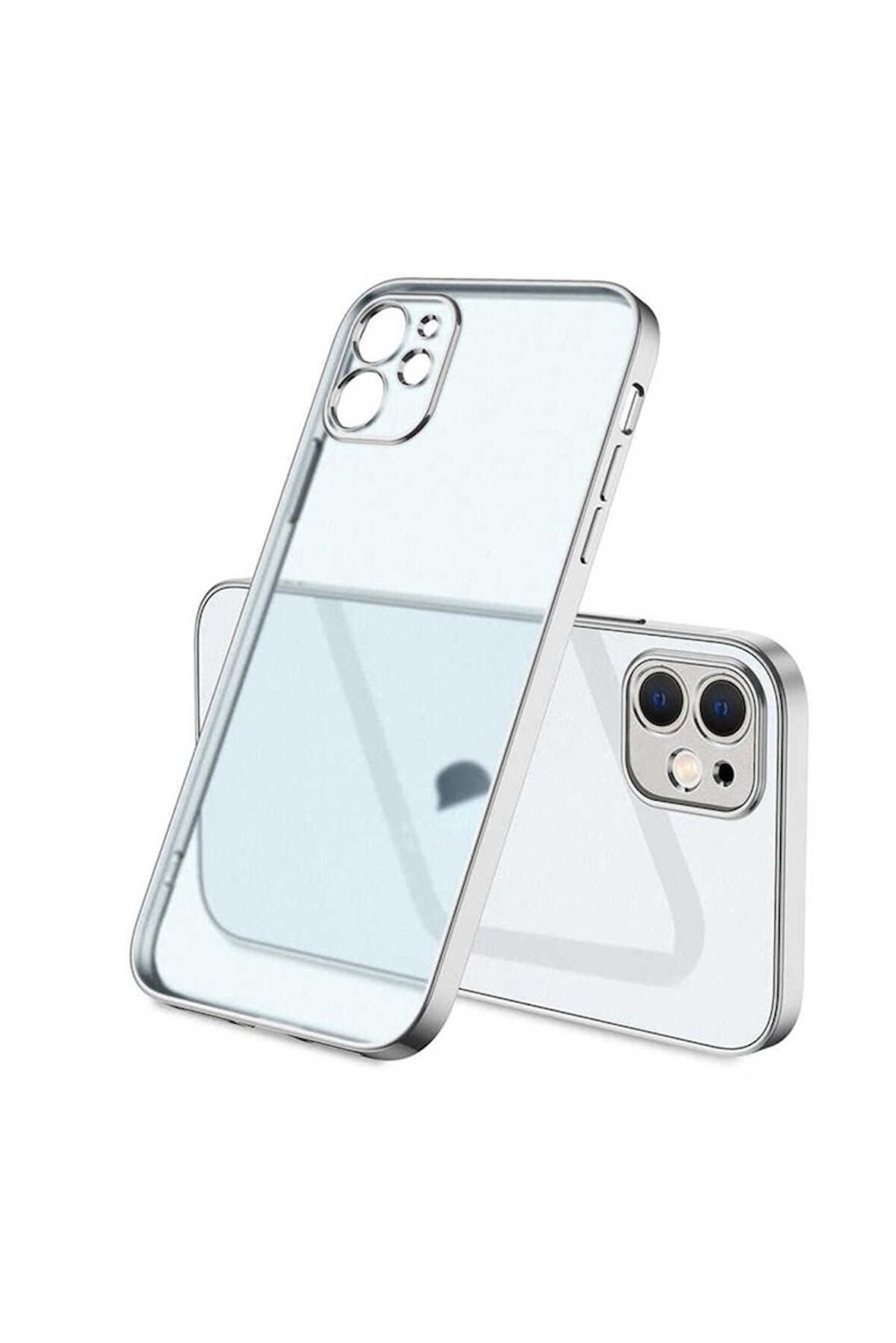 Apple iPhone 12 Uyumlu Kılıf Mat Gbox Kapak Gümüş