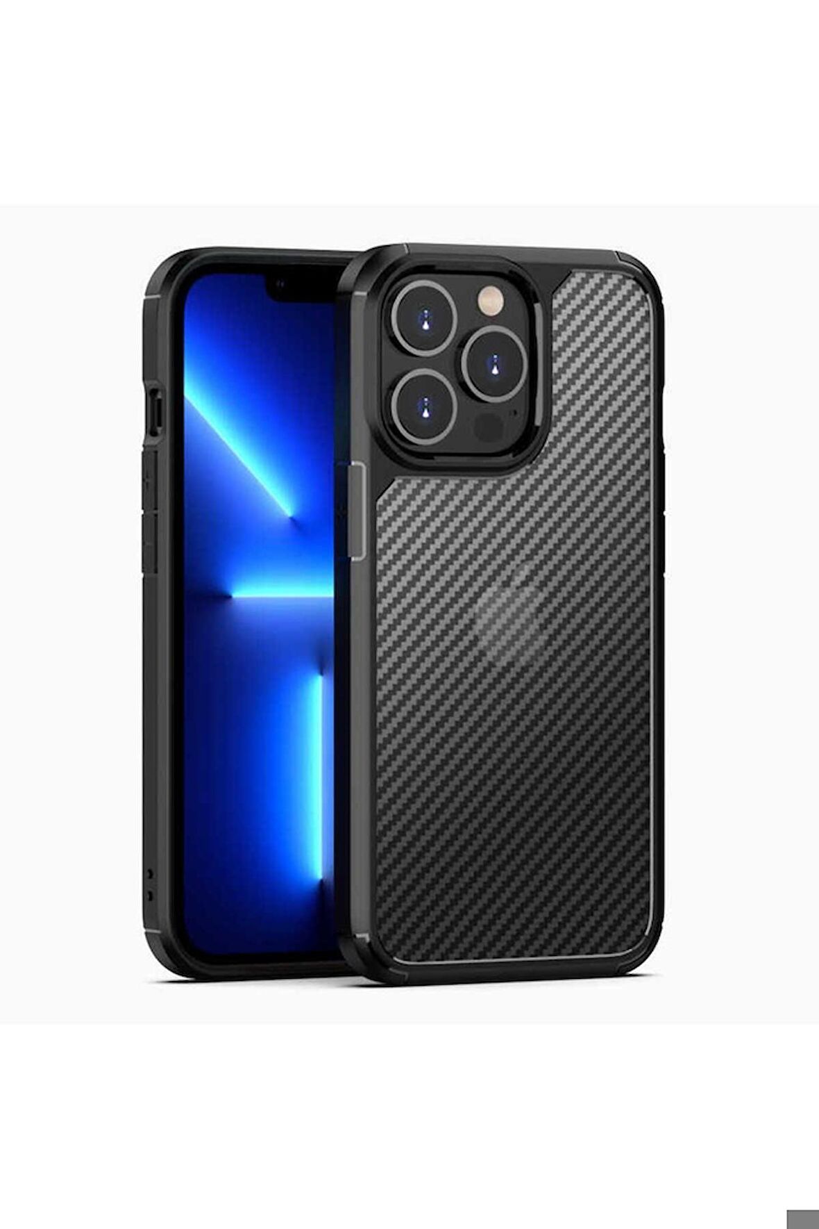 Apple iPhone 13 Pro Uyumlu Kılıf İnoks Kapak Siyah