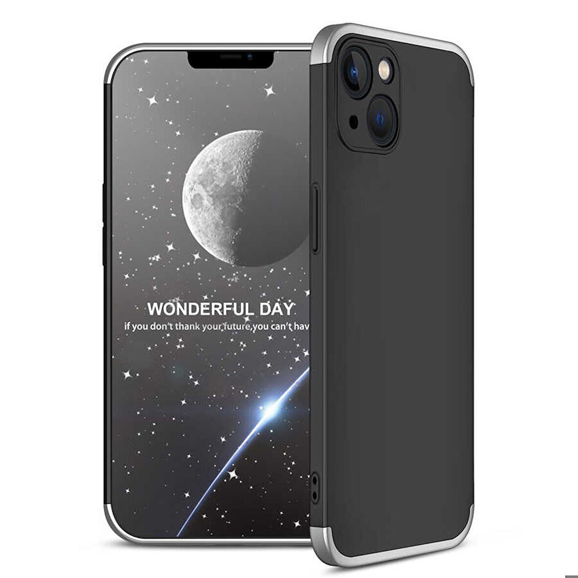 Apple iPhone 13 Mini Uyumlu Kılıf Ays Kapak Siyah-Gri