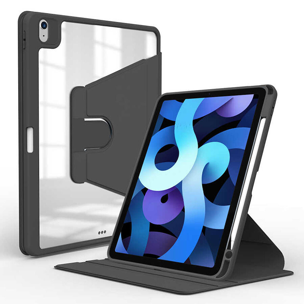 Apple iPad Air 10.9 2020(4.Nesil) Uyumlu Tablet Kılıf Nayn Dönebilen Standlı Kılıf Siyah