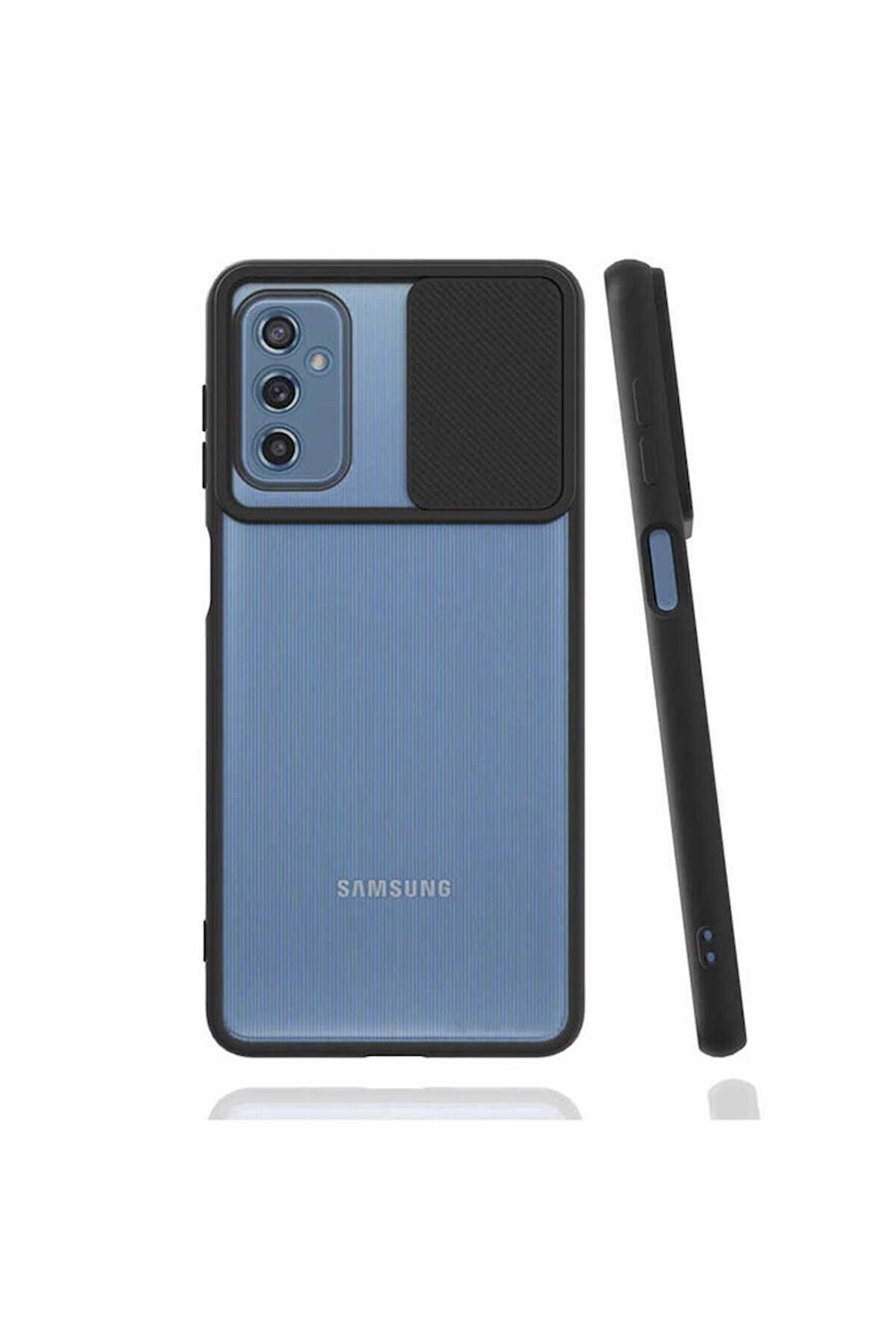 Samsung Galaxy M52 Uyumlu Kılıf Lensi Kapak Siyah