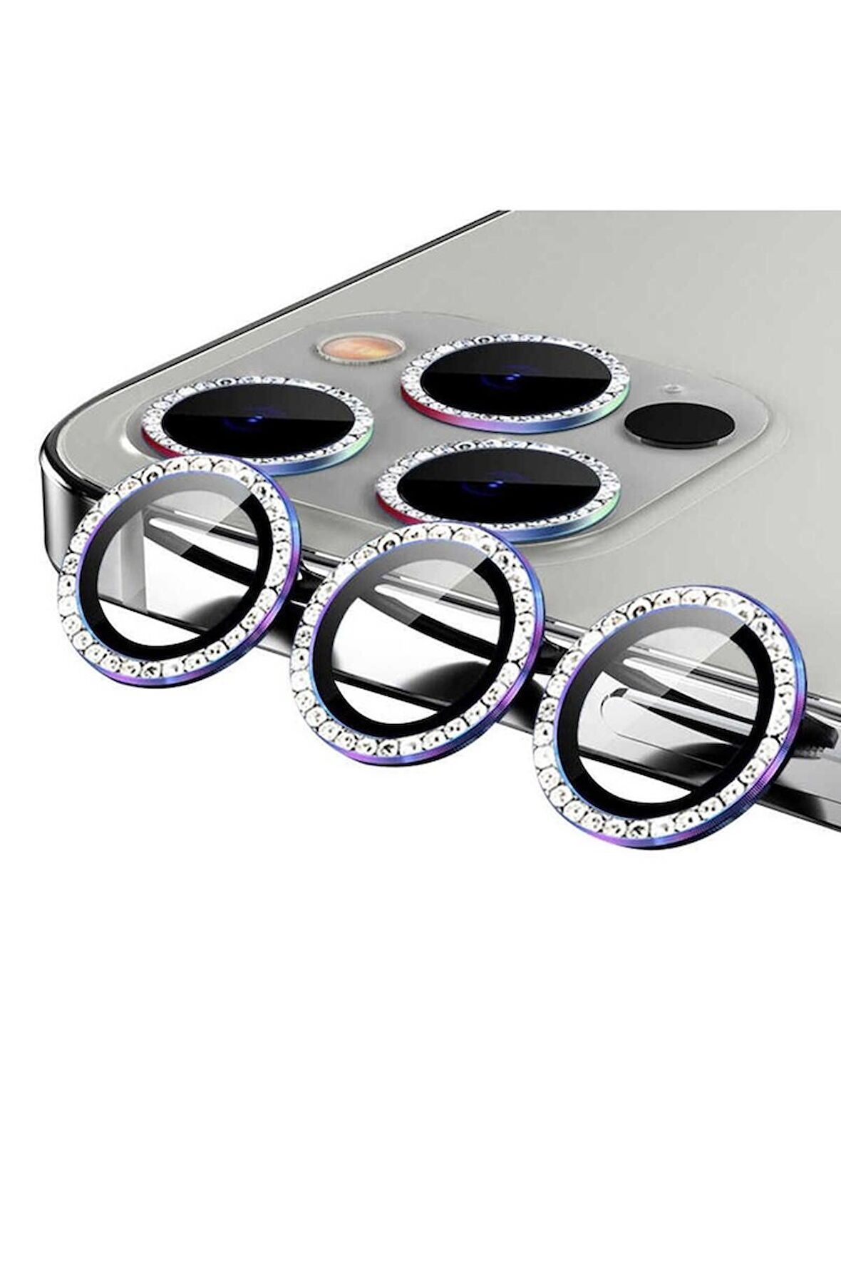 Apple iPhone 12 Pro Uyumlu CL-06 Kamera Lens Koruyucu Colorful