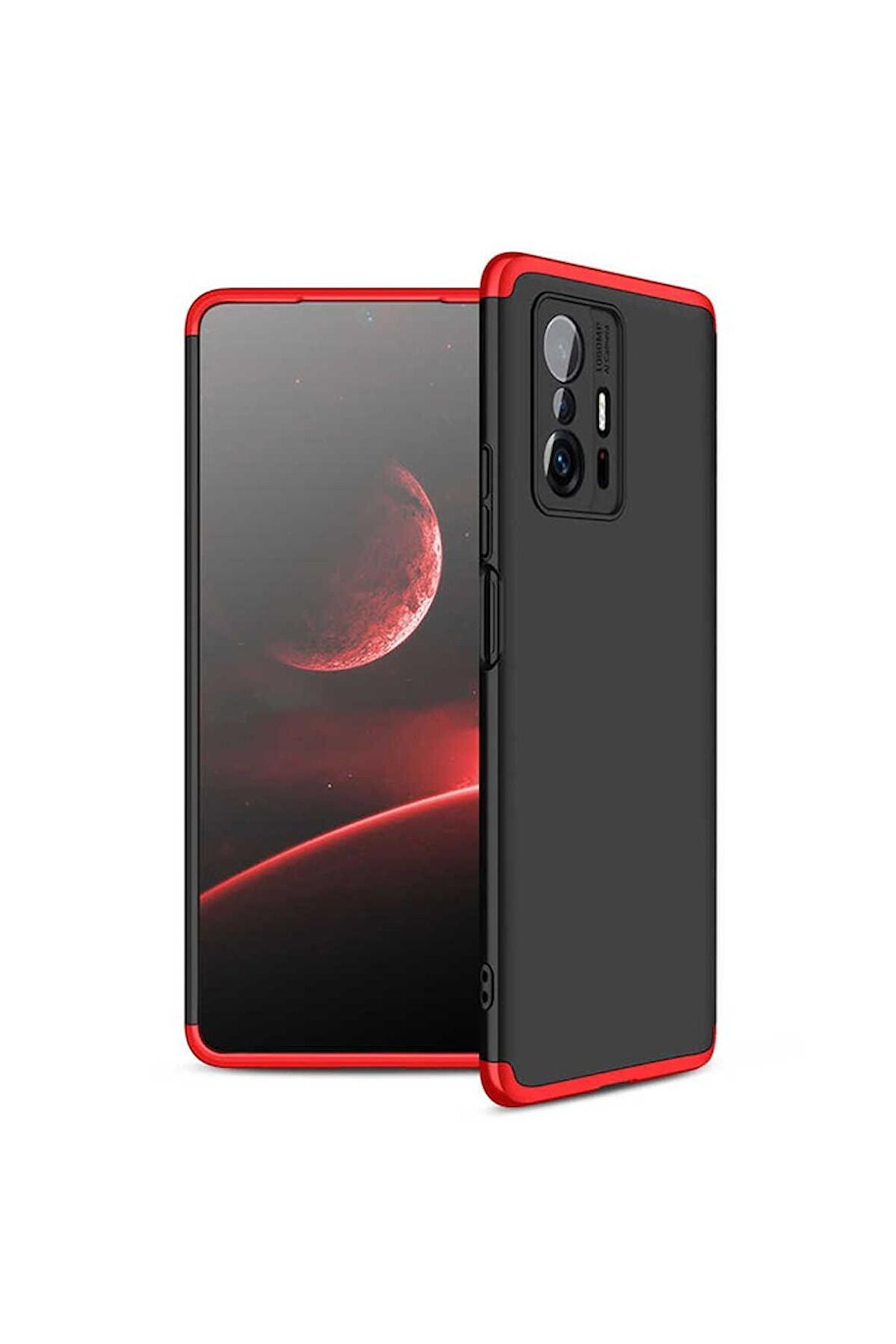 Xiaomi Mi 11T Pro 5G Uyumlu Kılıf Ays Kapak Siyah-Kırmızı