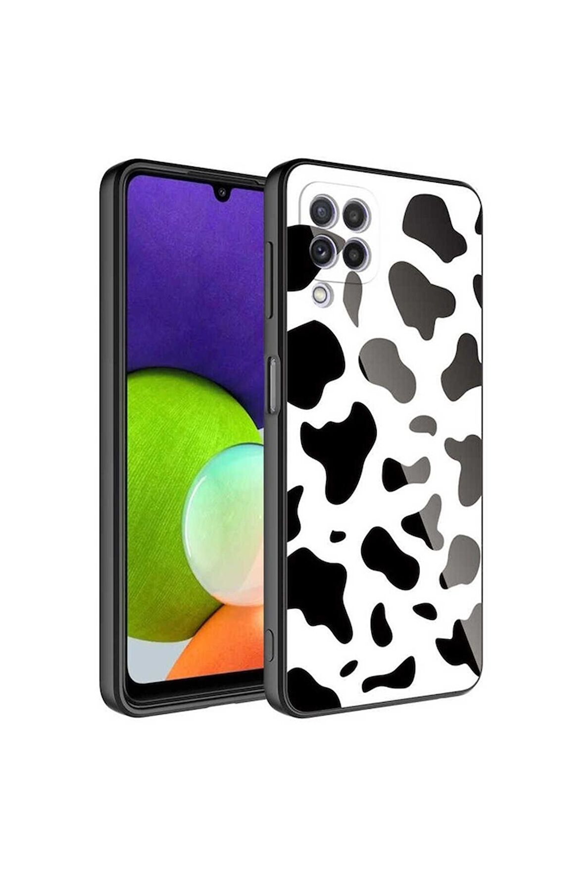 Samsung Galaxy A22 4G Uyumlu Kılıf Kamera Korumalı Desenli Sert Silikon Epoksi Kapak NO7