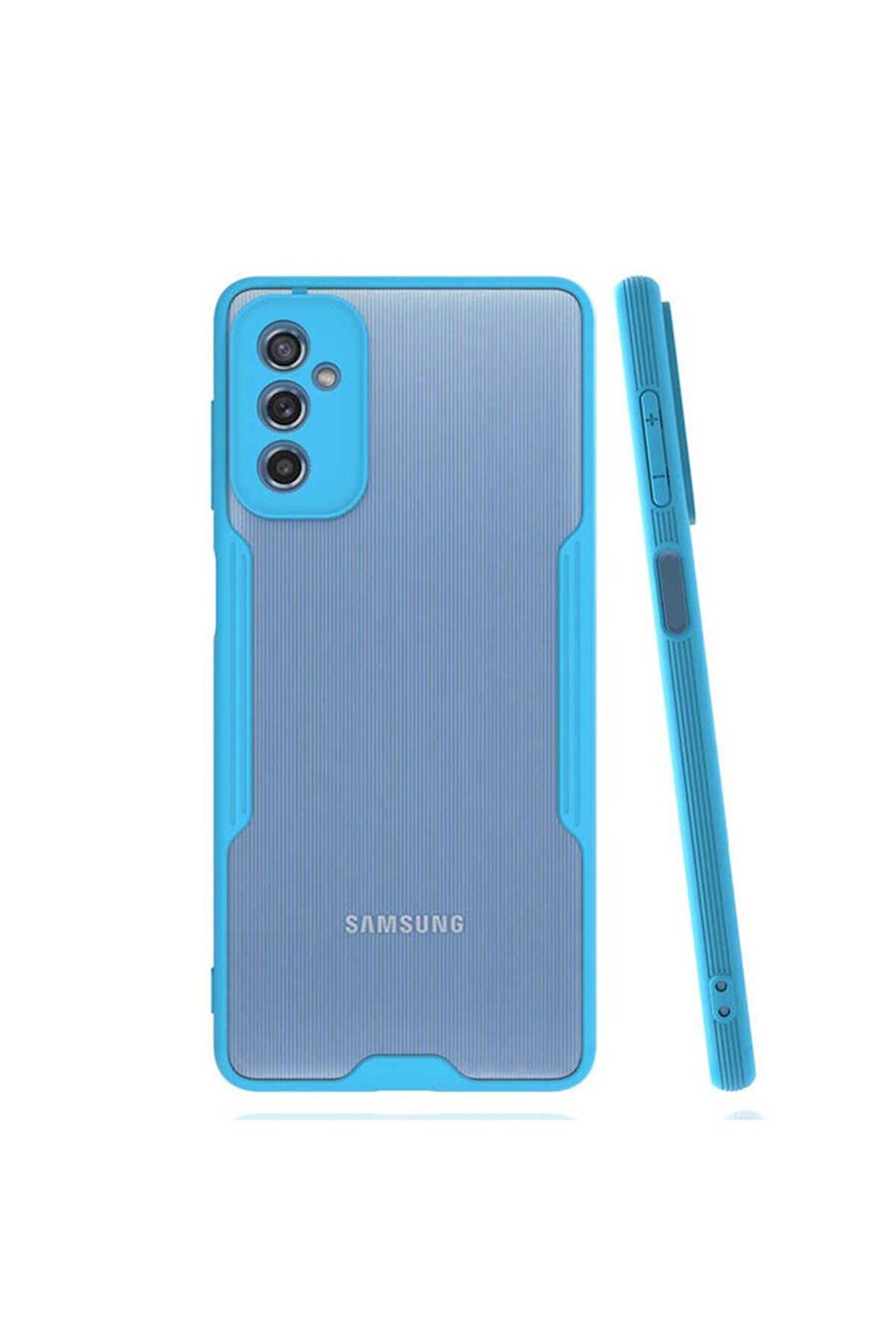 Samsung Galaxy M52 Uyumlu Kılıf Parfe Kapak Mavi