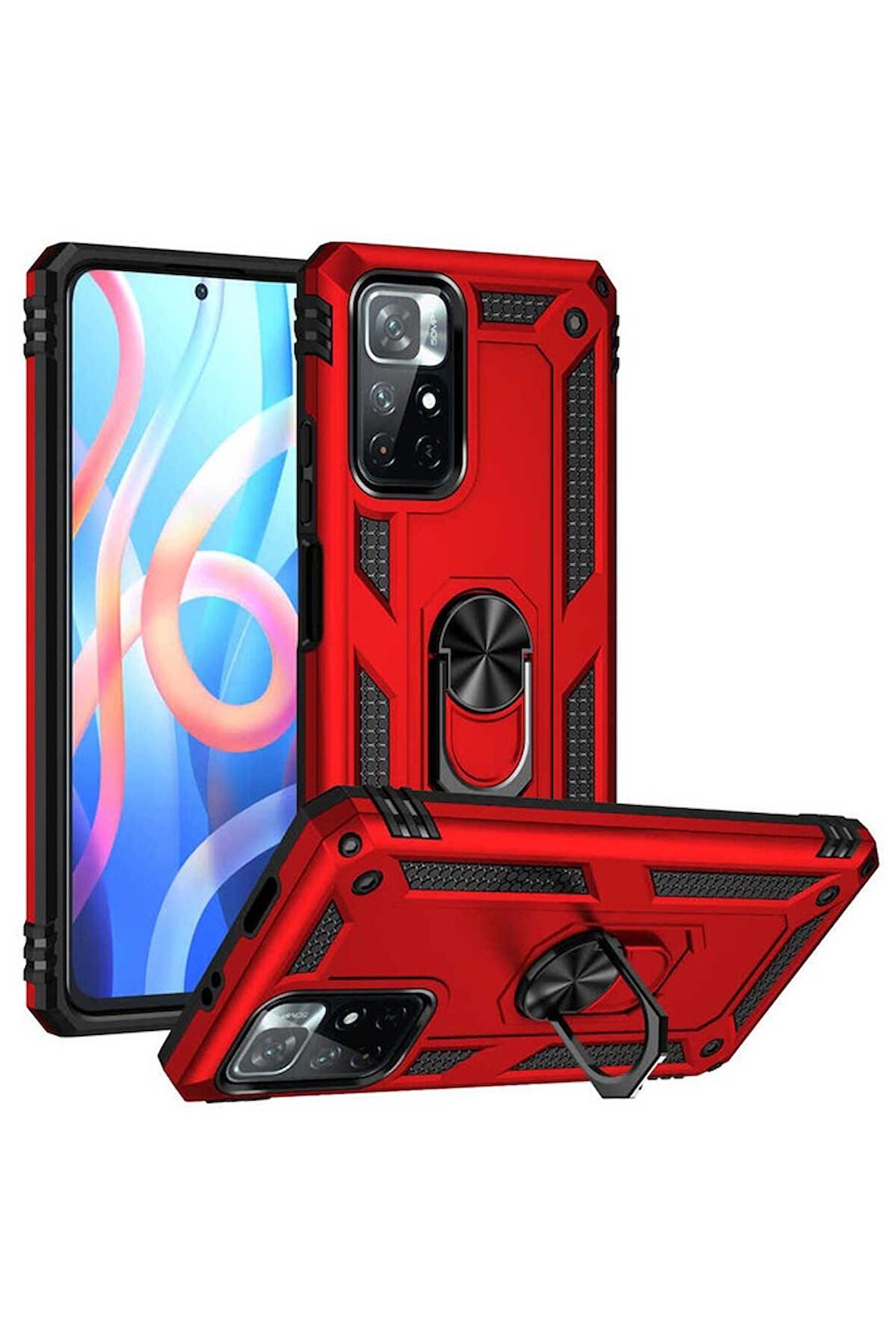 Xiaomi Poco M4 Pro 5G Uyumlu Kılıf Vega Kapak Kırmızı