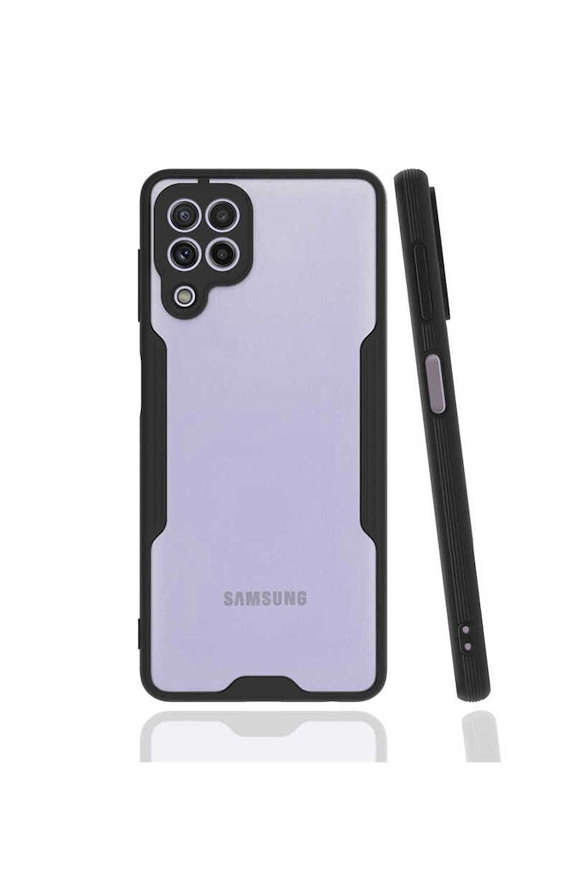 Samsung Galaxy M22 Uyumlu Kılıf Parfe Kapak Siyah