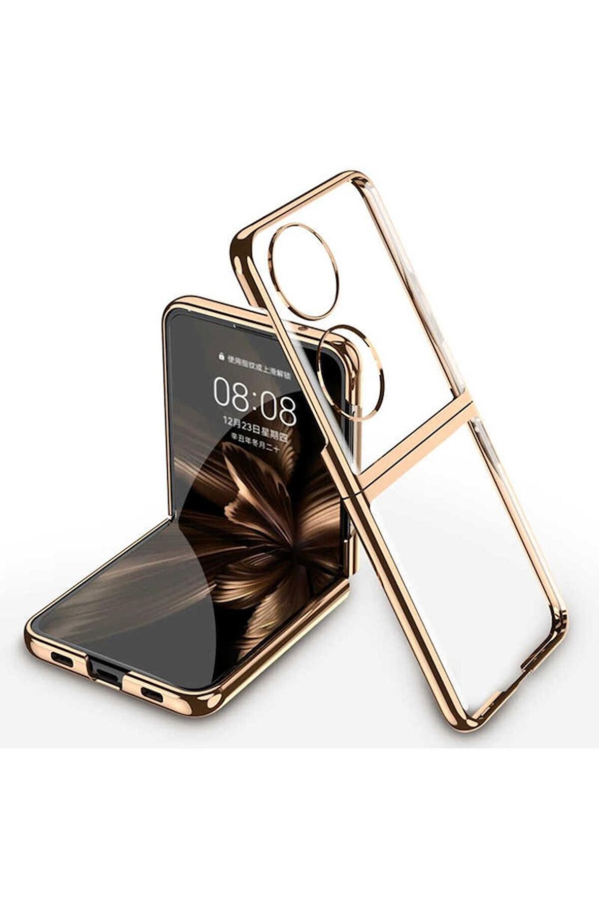 Huawei P50 Pocket Uyumlu Kılıf Kıpta Kapak Gold