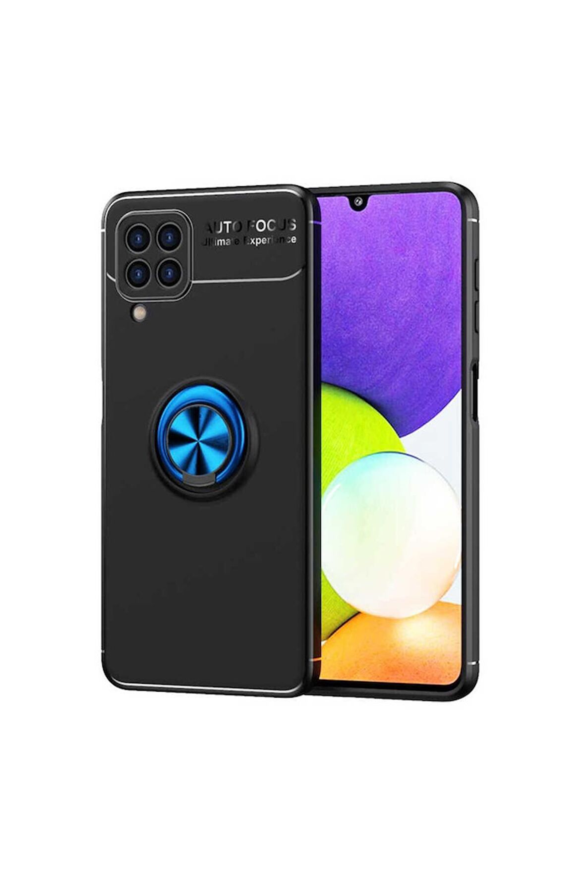 Samsung Galaxy M22 Uyumlu Kılıf Ravel Silikon Kapak Siyah-Mavi
