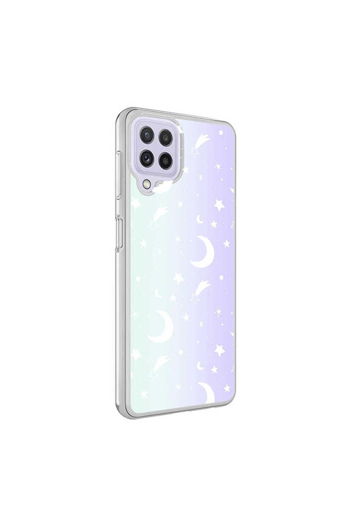 Samsung Galaxy A22 4G Uyumlu Kılıf M-Blue Desenli Kapak Moon No4
