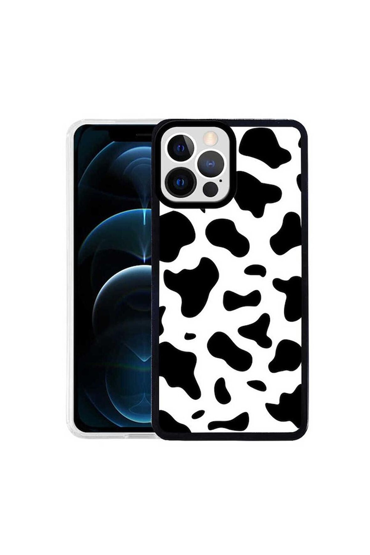Apple iPhone 12 Pro Max Uyumlu Kılıf M-Fit Desenli Kapak Cow No1
