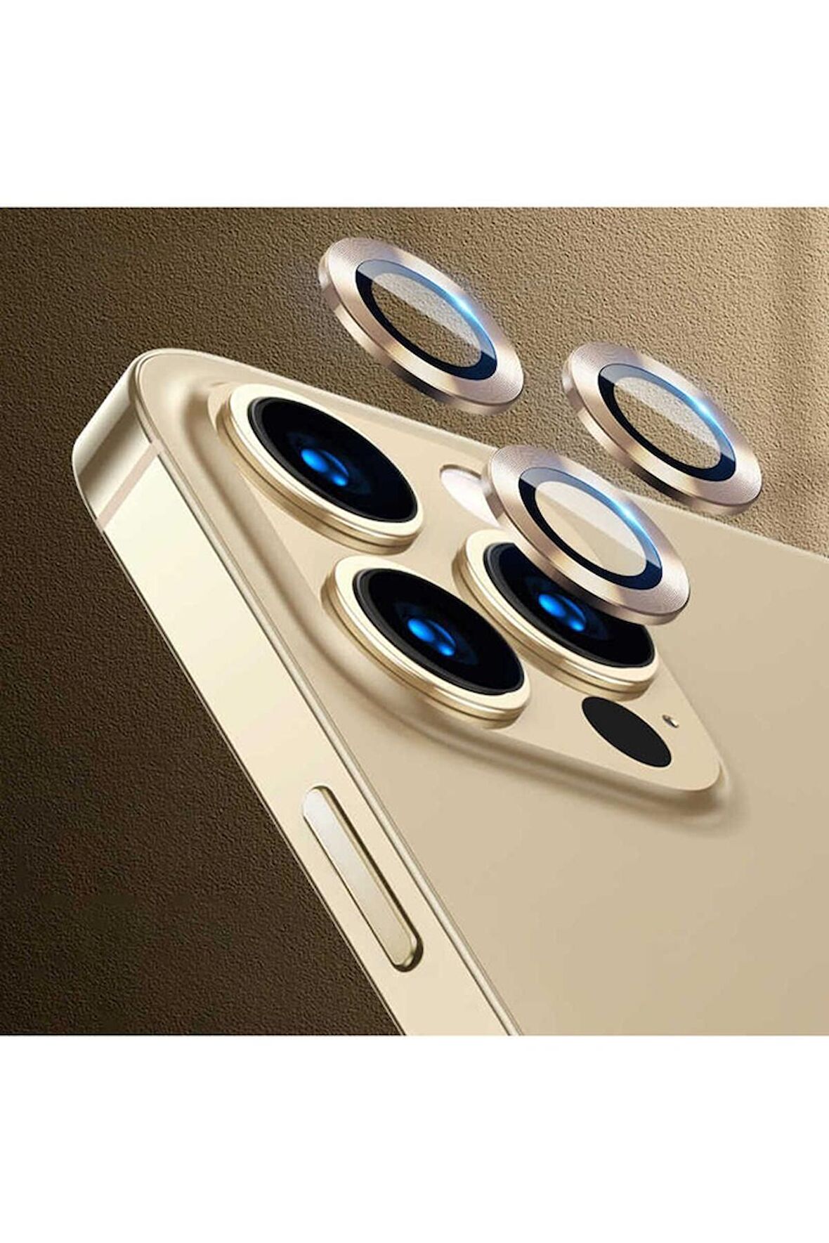 Apple iPhone 12 Pro Uyumlu CL-07 Kamera Lens Koruyucu Gold