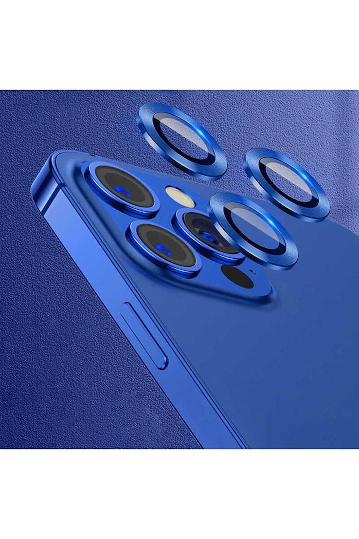 Apple iPhone 12 Pro Max Uyumlu CL-07 Kamera Lens Koruyucu Lacivert