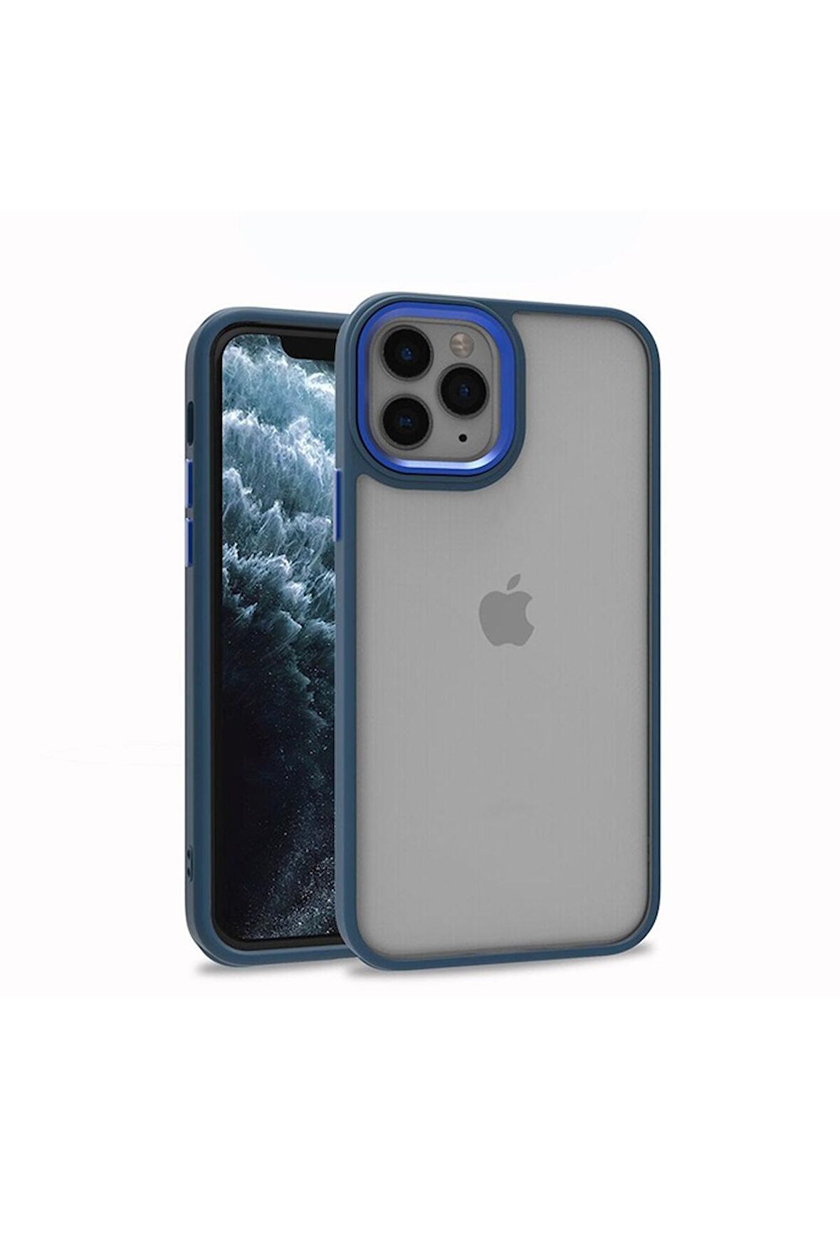 Apple iPhone 11 Pro Uyumlu Kılıf Flora Kapak Mavi