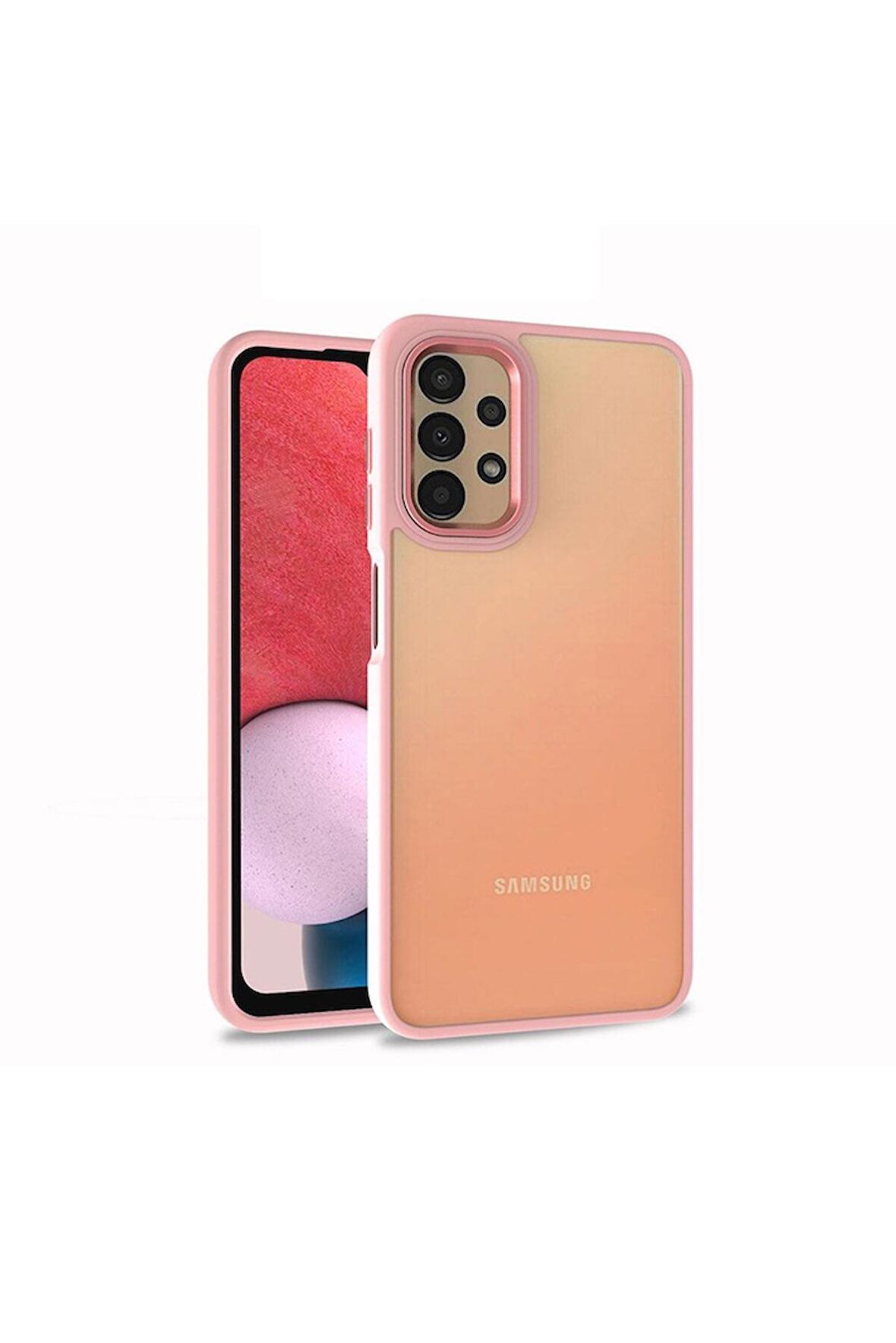 Samsung Galaxy A13 4G Uyumlu Kılıf Flora Kapak Rose Gold