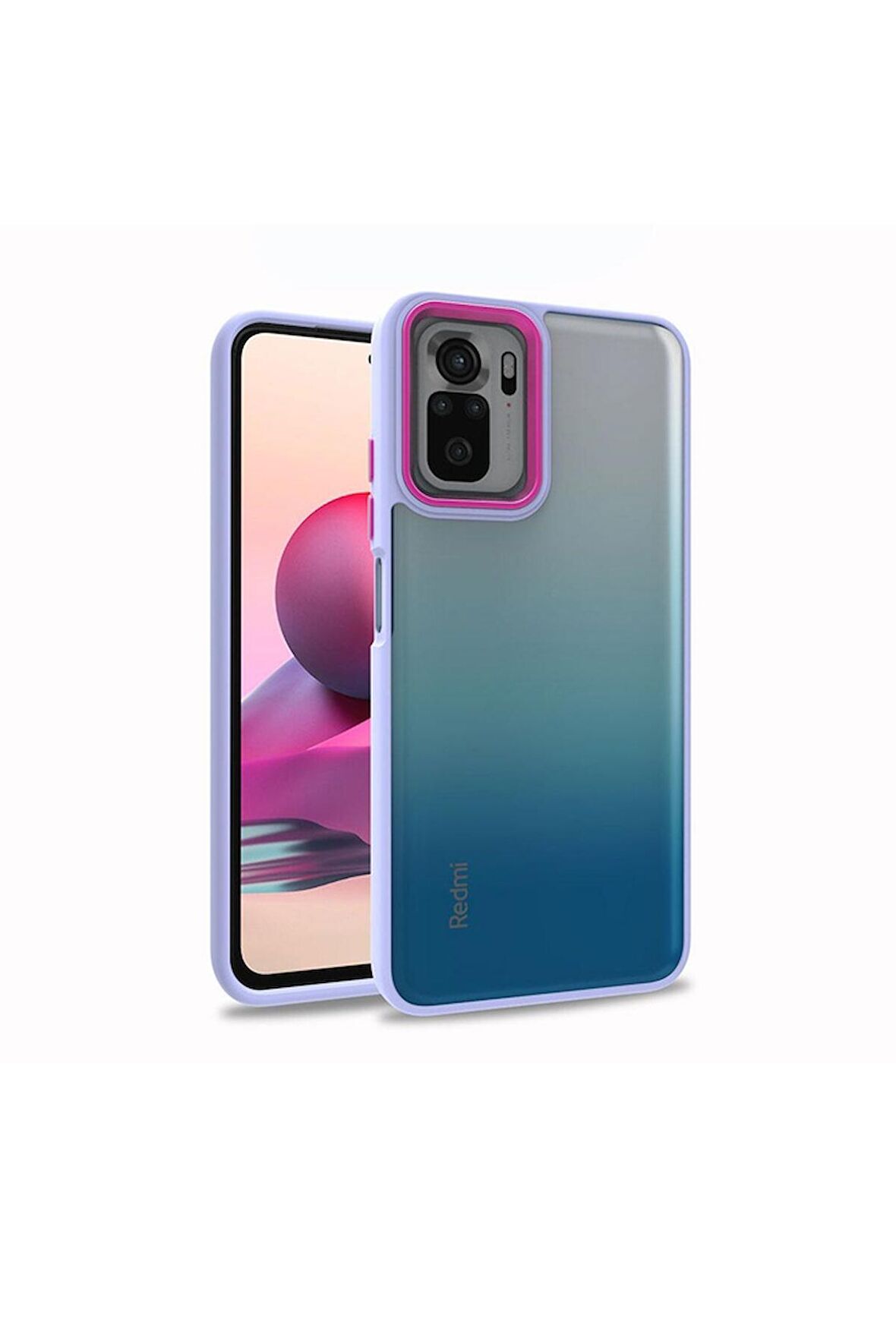 Xiaomi Redmi Note 10S Uyumlu Kılıf Flora Kapak Lila