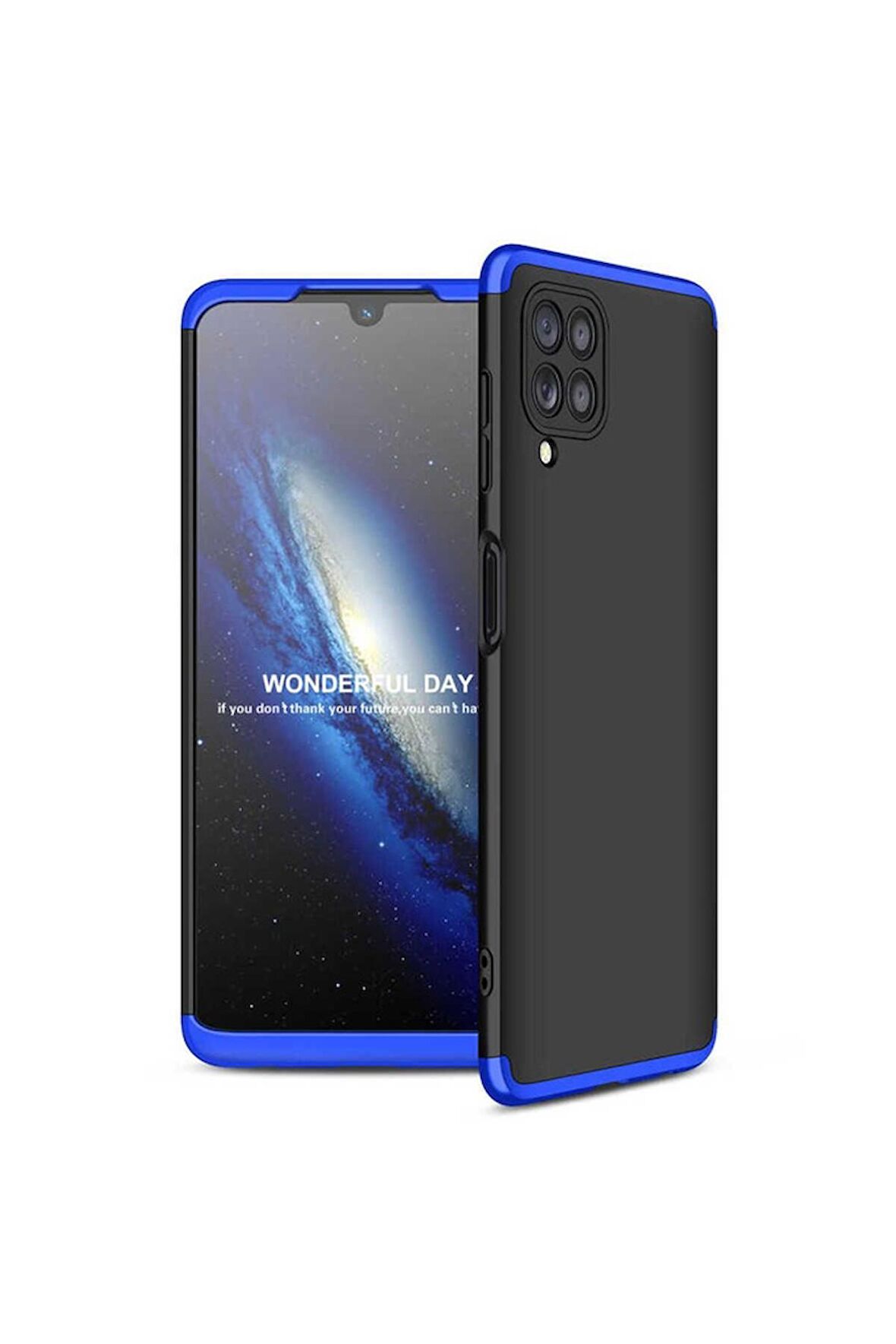Samsung Galaxy M22 Uyumlu Kılıf Ays Kapak Siyah-Mavi