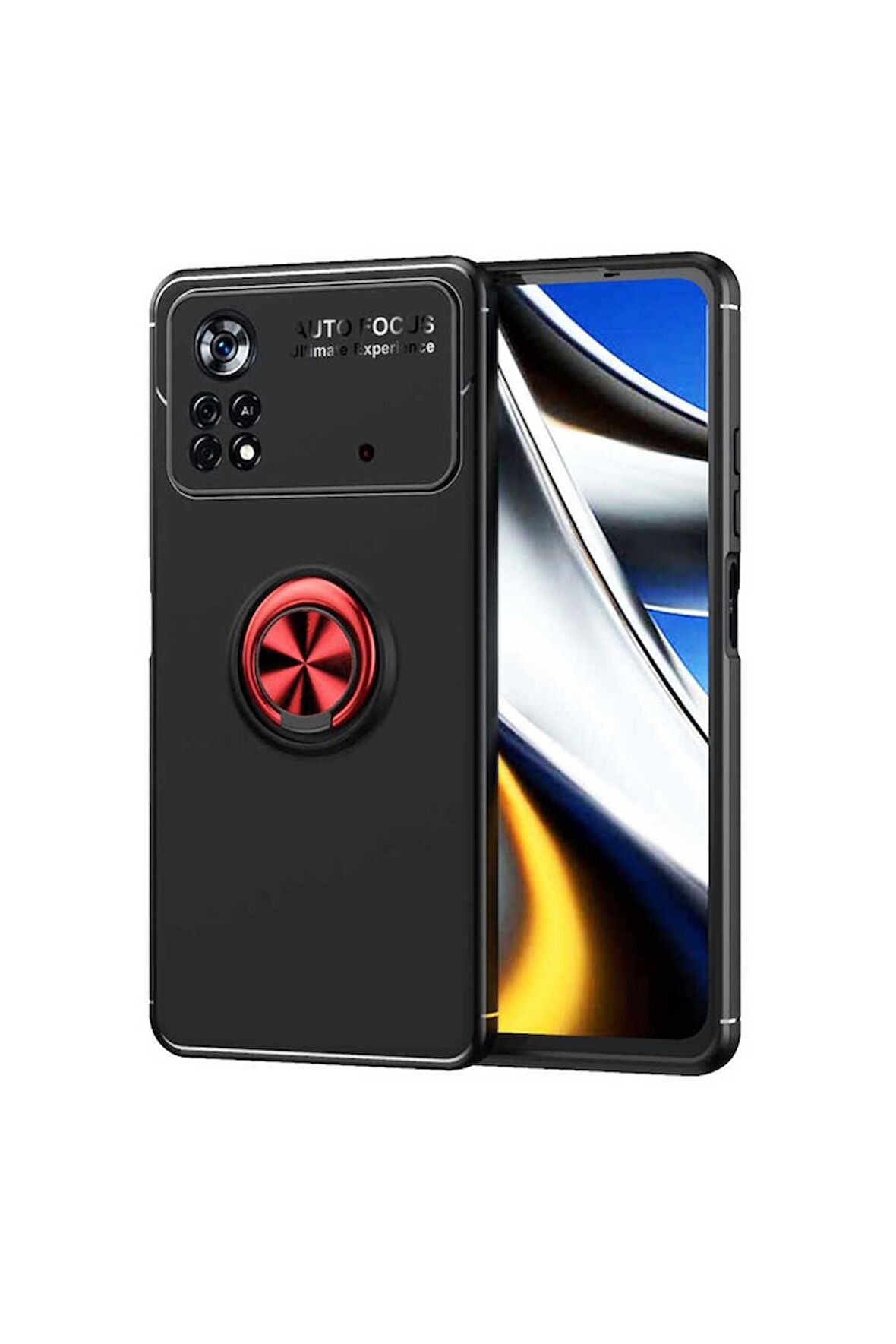 Xiaomi Poco M4 Pro 4G Uyumlu Kılıf Ravel Silikon Kapak Siyah-Kırmızı