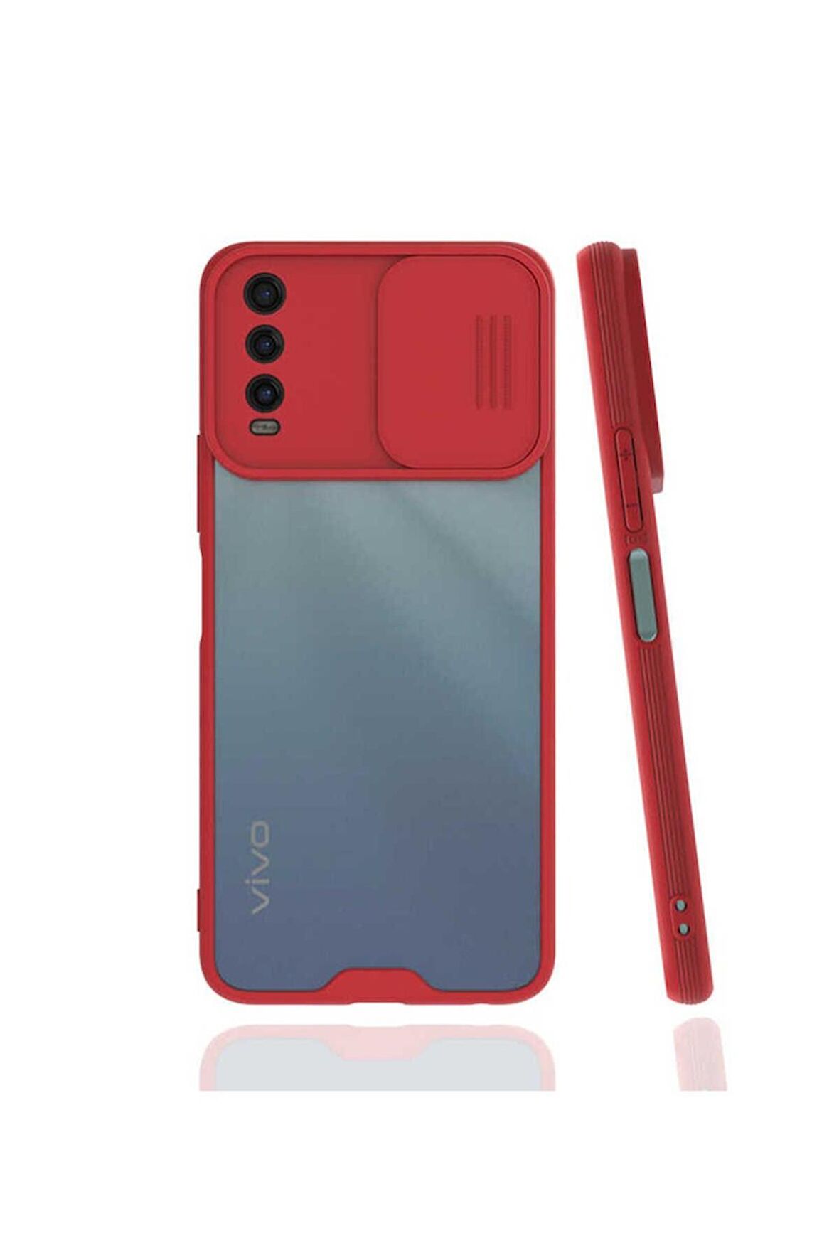 Vivo Y11S Uyumlu Kılıf Lensi Kapak Kırmızı